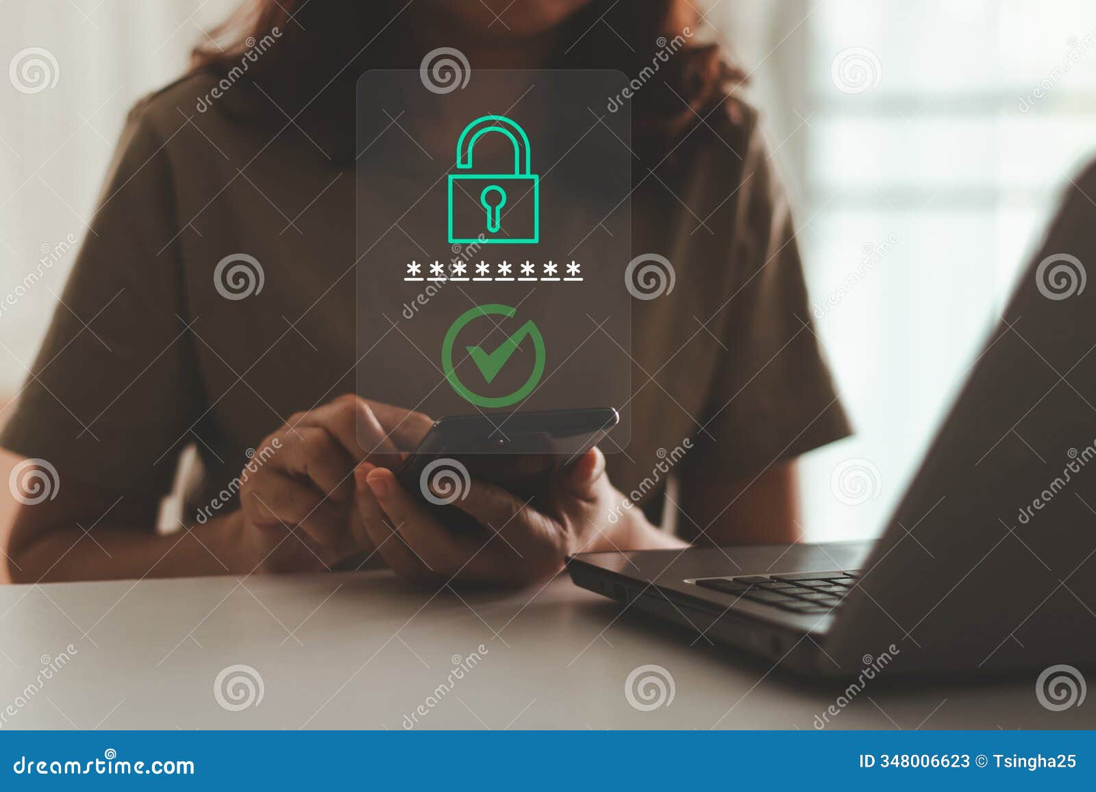 person using smartphone with secure login, data protection concept. personal online cyberspace security