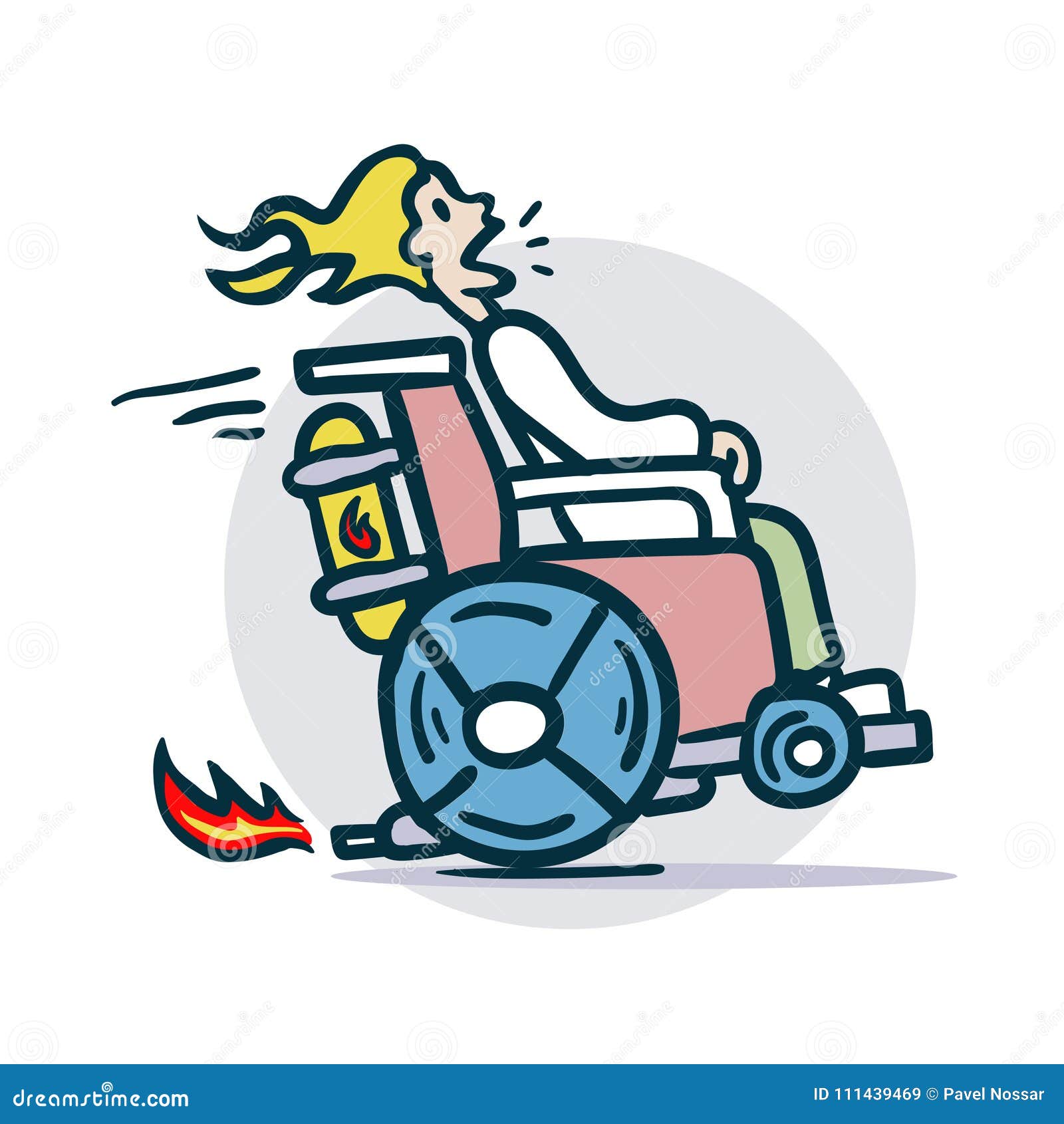 Person On A Wheelchair Moves Quickly Stock Vector Illustration