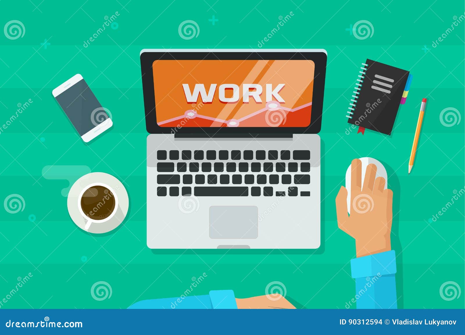 person working on laptop computer analyzing  , concept of freelancer hands on workplace