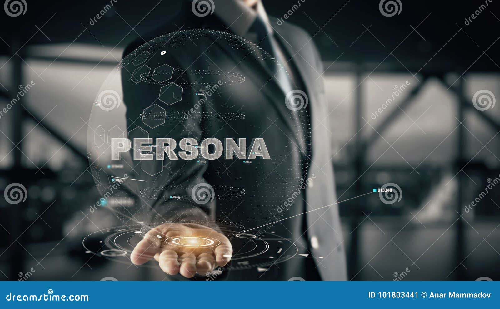 persona with hologram businessman concept