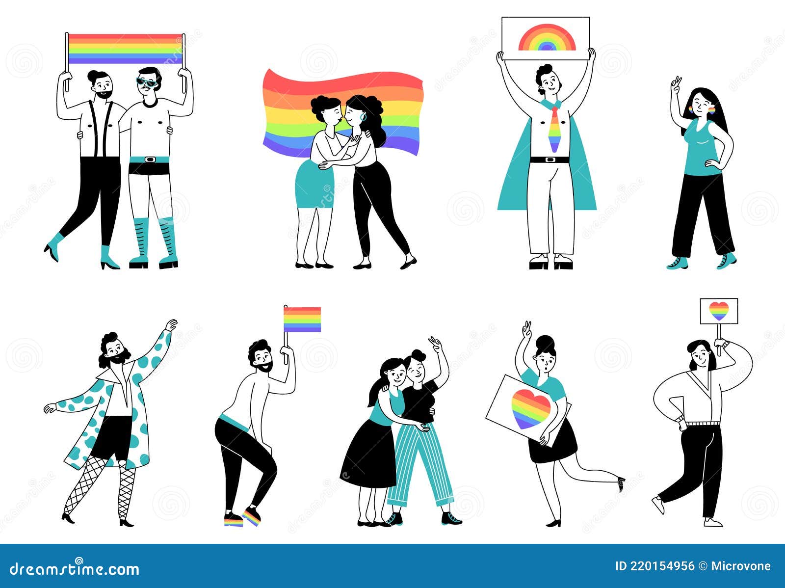 Persona Lgbtq. Orgullo Jóvenes Lgbt La Comunidad. Homosexual Desfile  Dibujos Animados Gay Lesbianas Pareja En El Amor Sostienen Ar Ilustración  del Vector - Ilustración de muchedumbre, libertad: 220154956