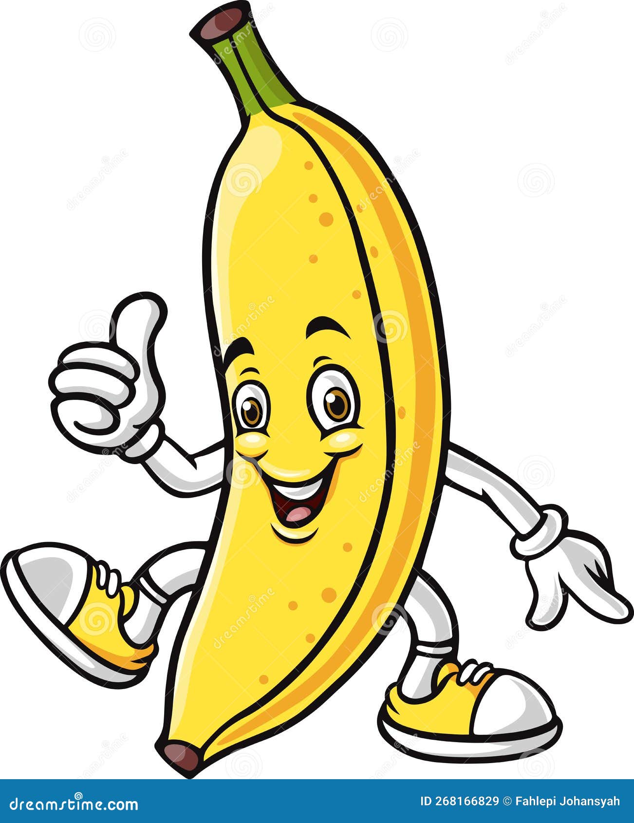 Personagem de desenho animado de banana feliz