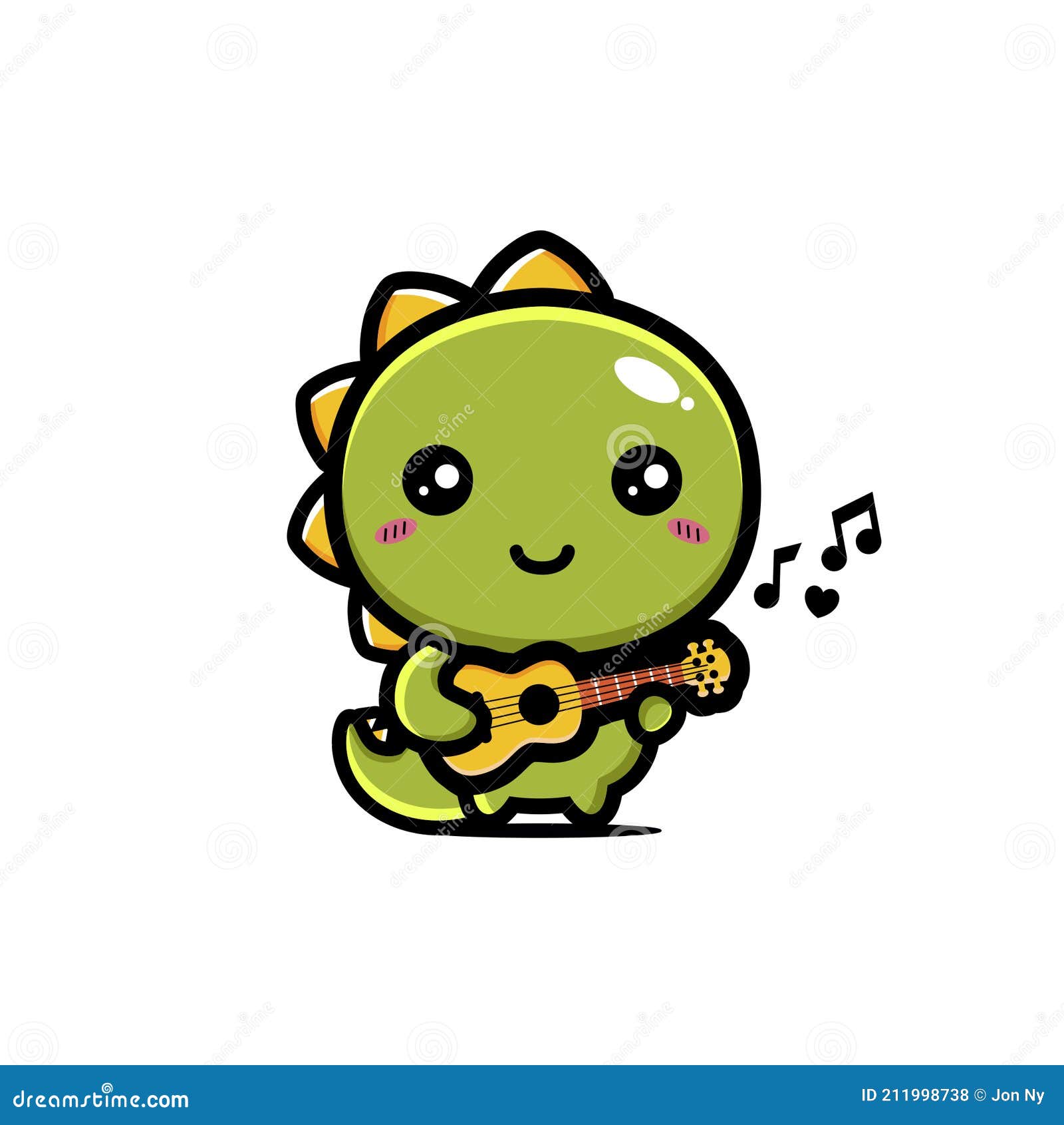 Personagem De Desenho Animado De Dinossauro Fofo Está Tocando