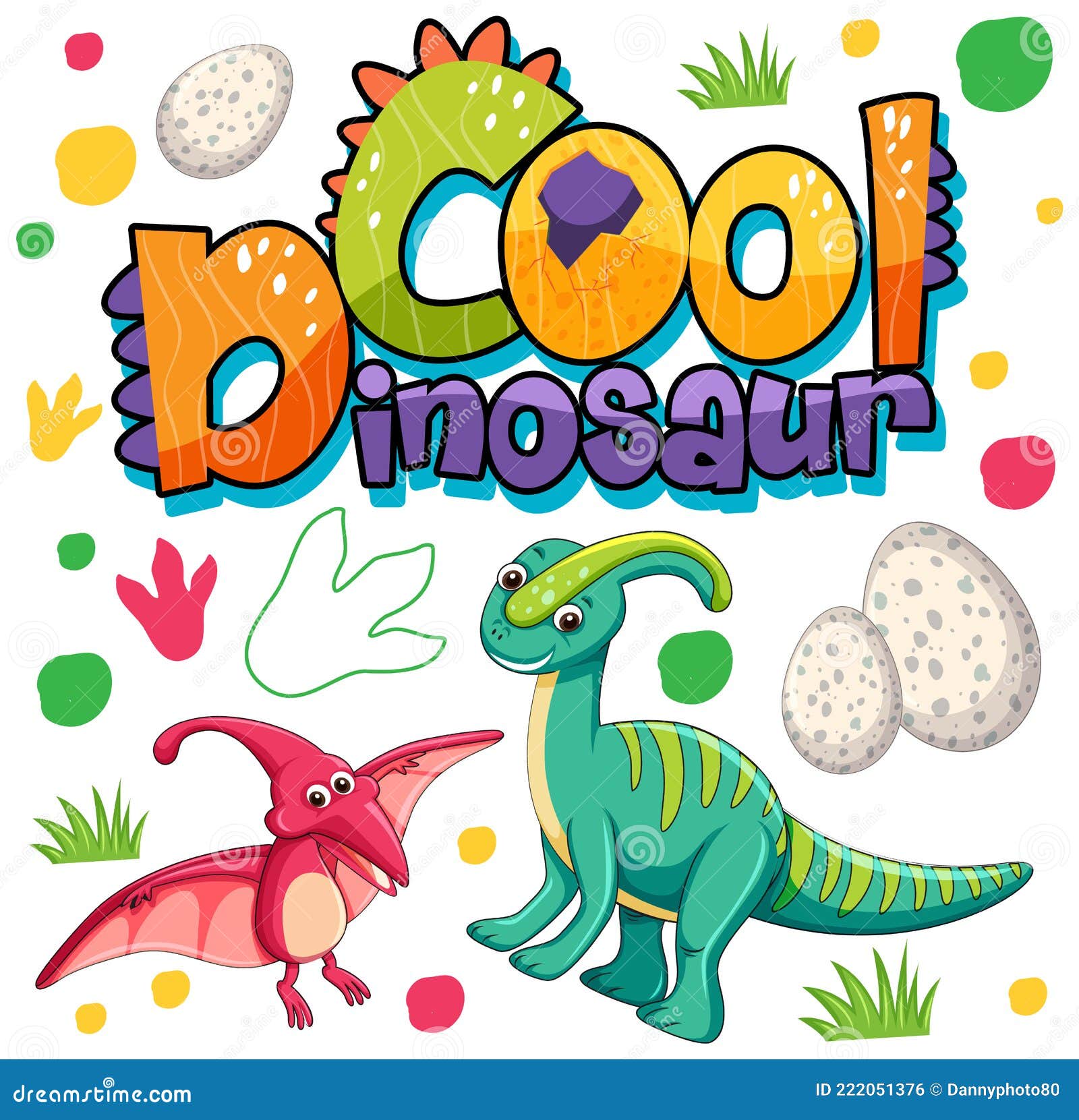 design de ilustração de desenho animado de dinossauro fofo