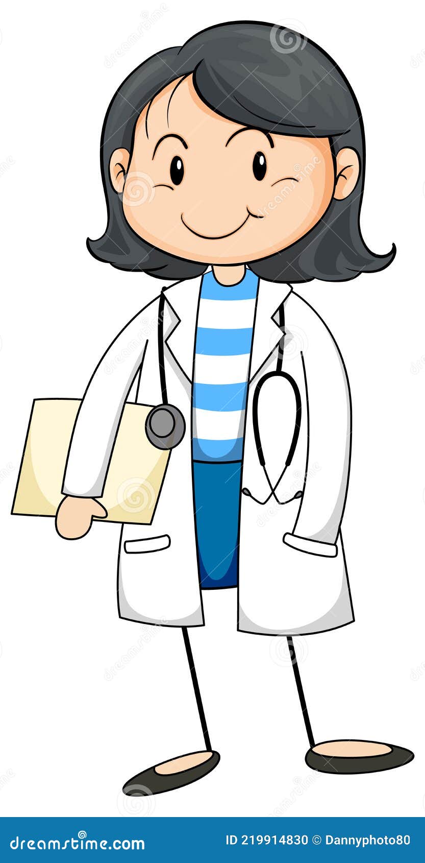 Apresentação de personagem de desenho animado médica de mulher