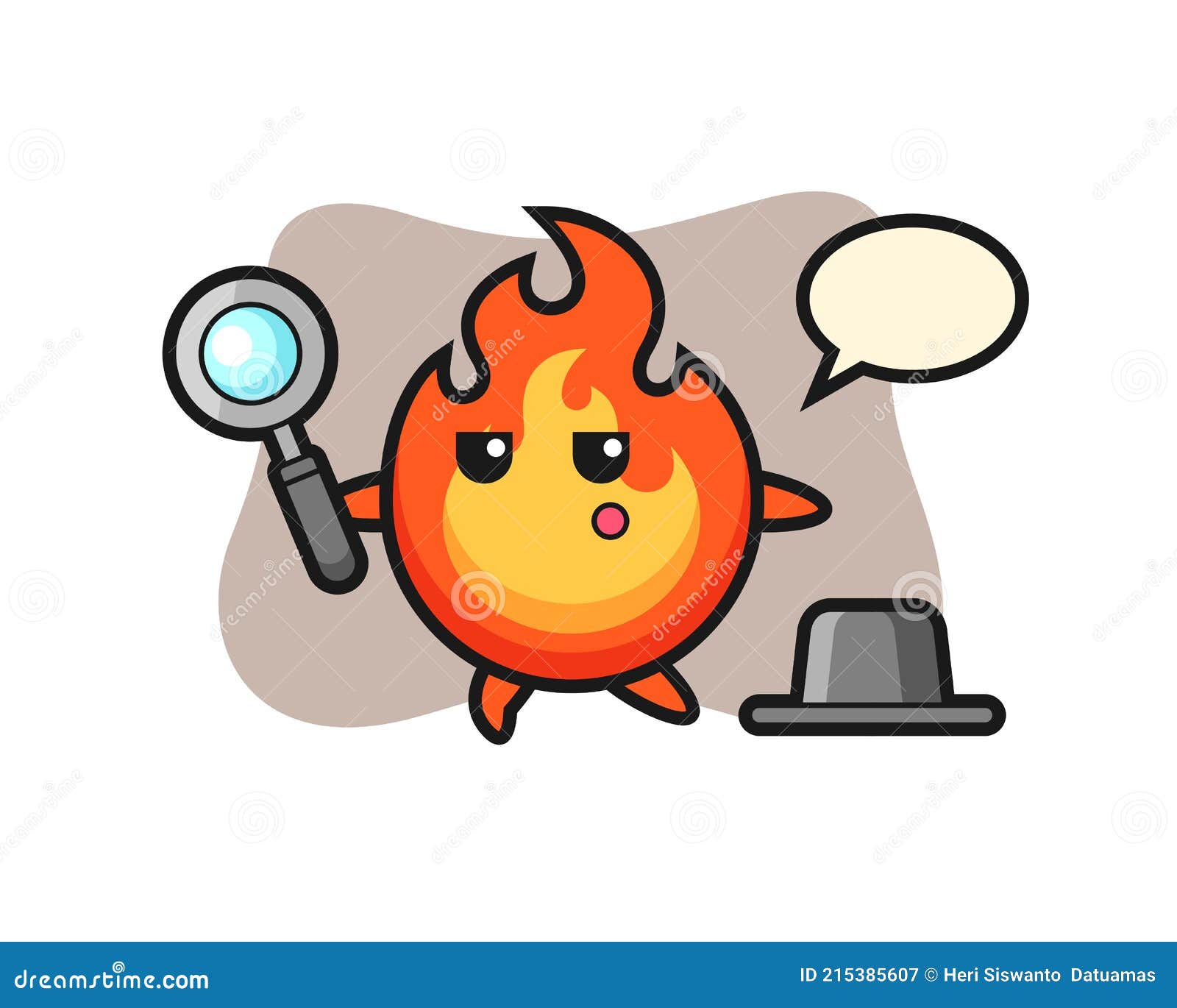 Personagem de desenho animado de fogo mal segurando um forcado na frente de  chamas fotos, imagens de © HitToon #54017543