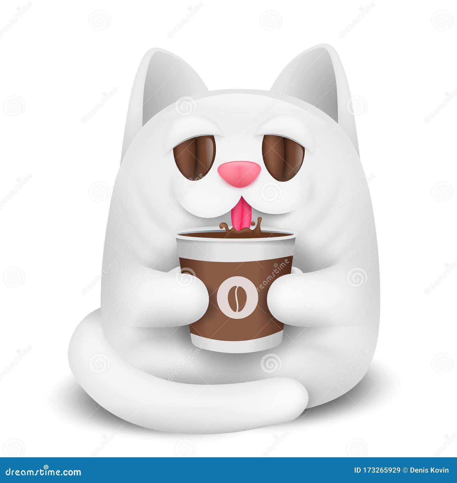 Gatos fofos felizes em uma xícara de café simples ilustração de desenho  animado desenhada à mão