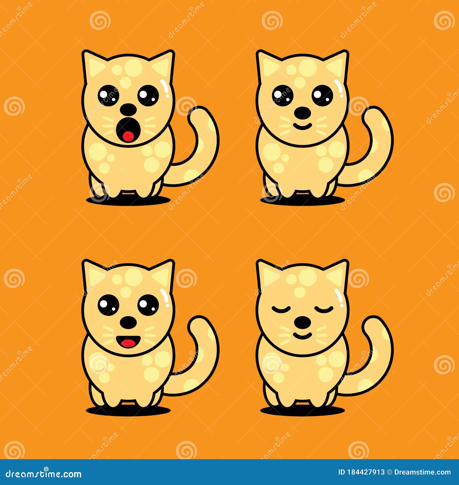 Ilustração vetorial de personagens de desenho animado de gato fofo