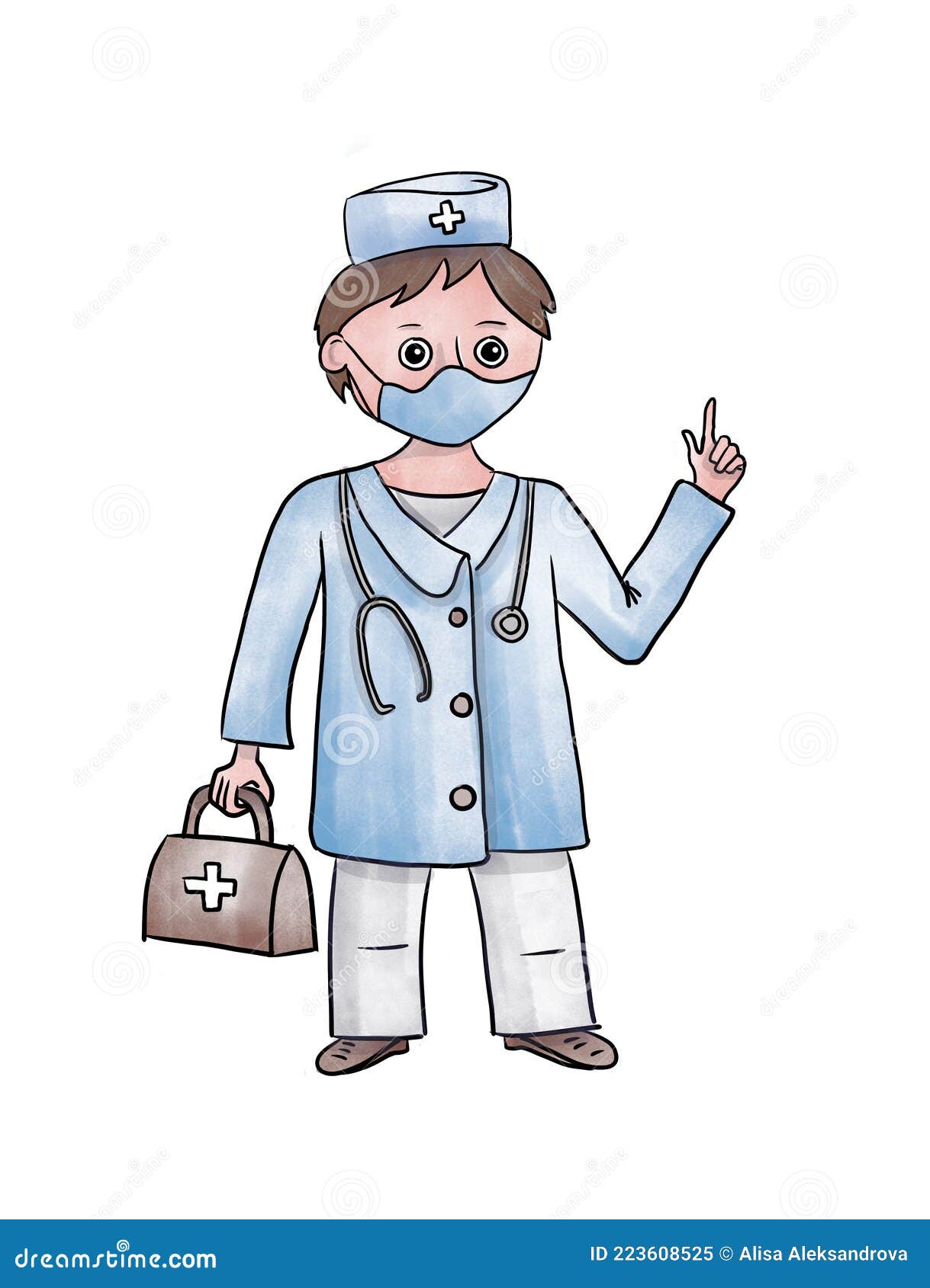 Personagem De Desenho Animado Médico Ilustração Stock - Ilustração de  tratamento, profissional: 223608525