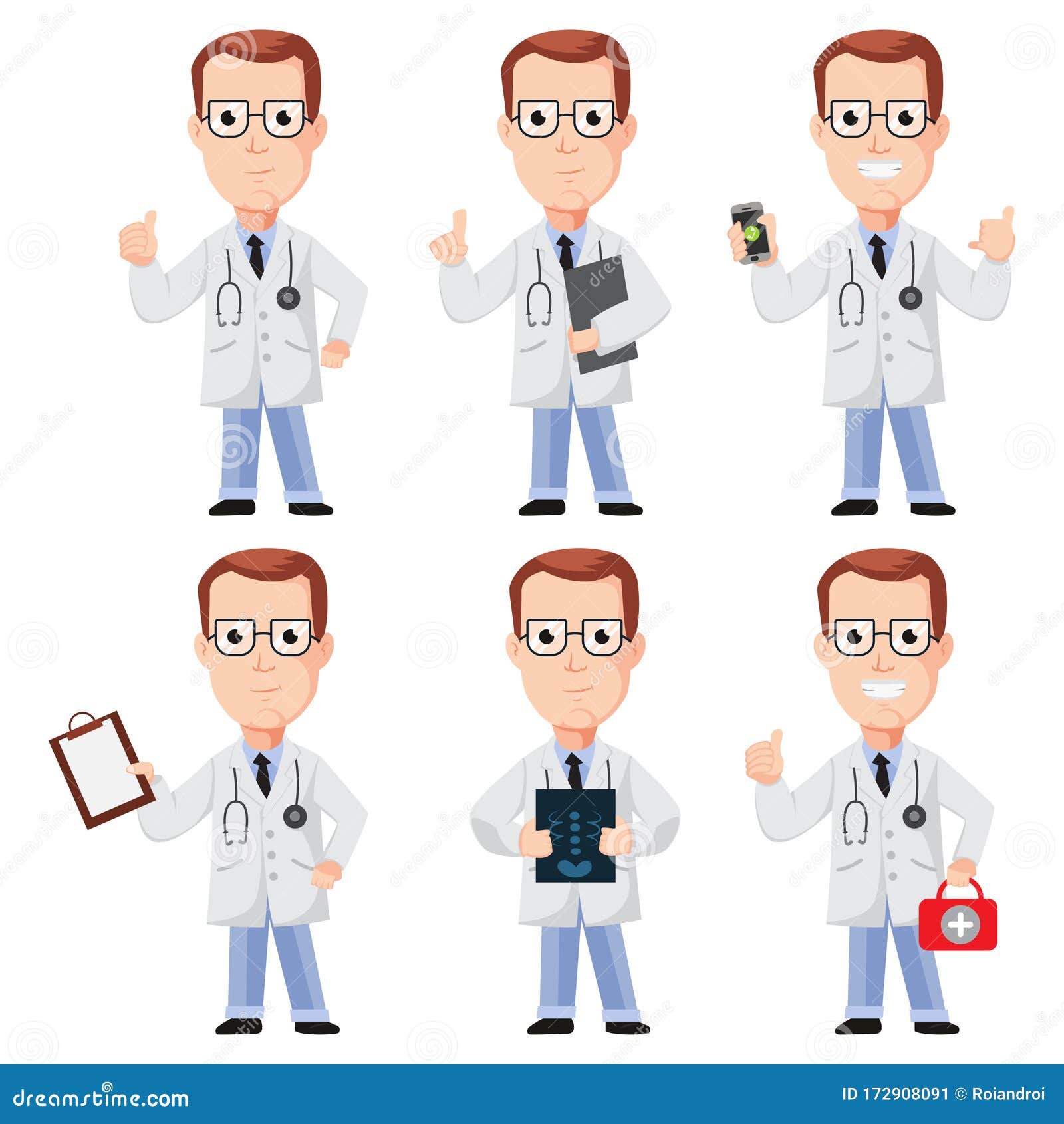 conjunto de personagens de desenhos animados de médico e