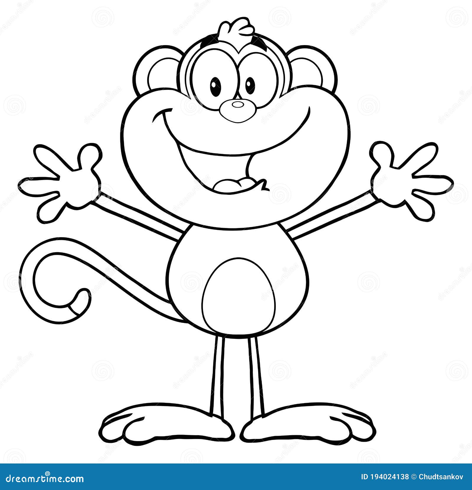 Ilustração de macaco de personagem de desenho animado colorido