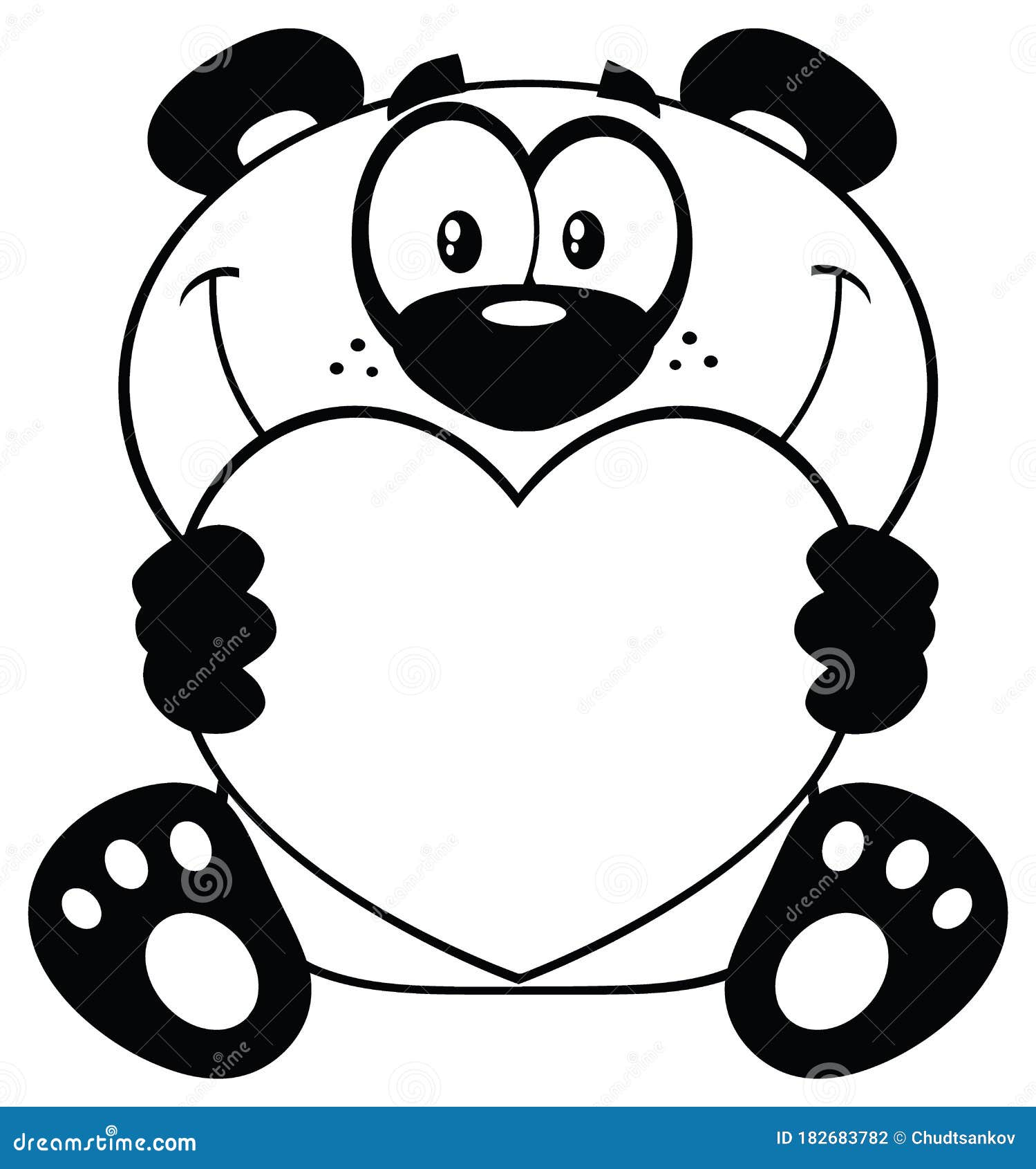 Panda De Bebê Fofo Segurando Desenhos Animados Do Coração