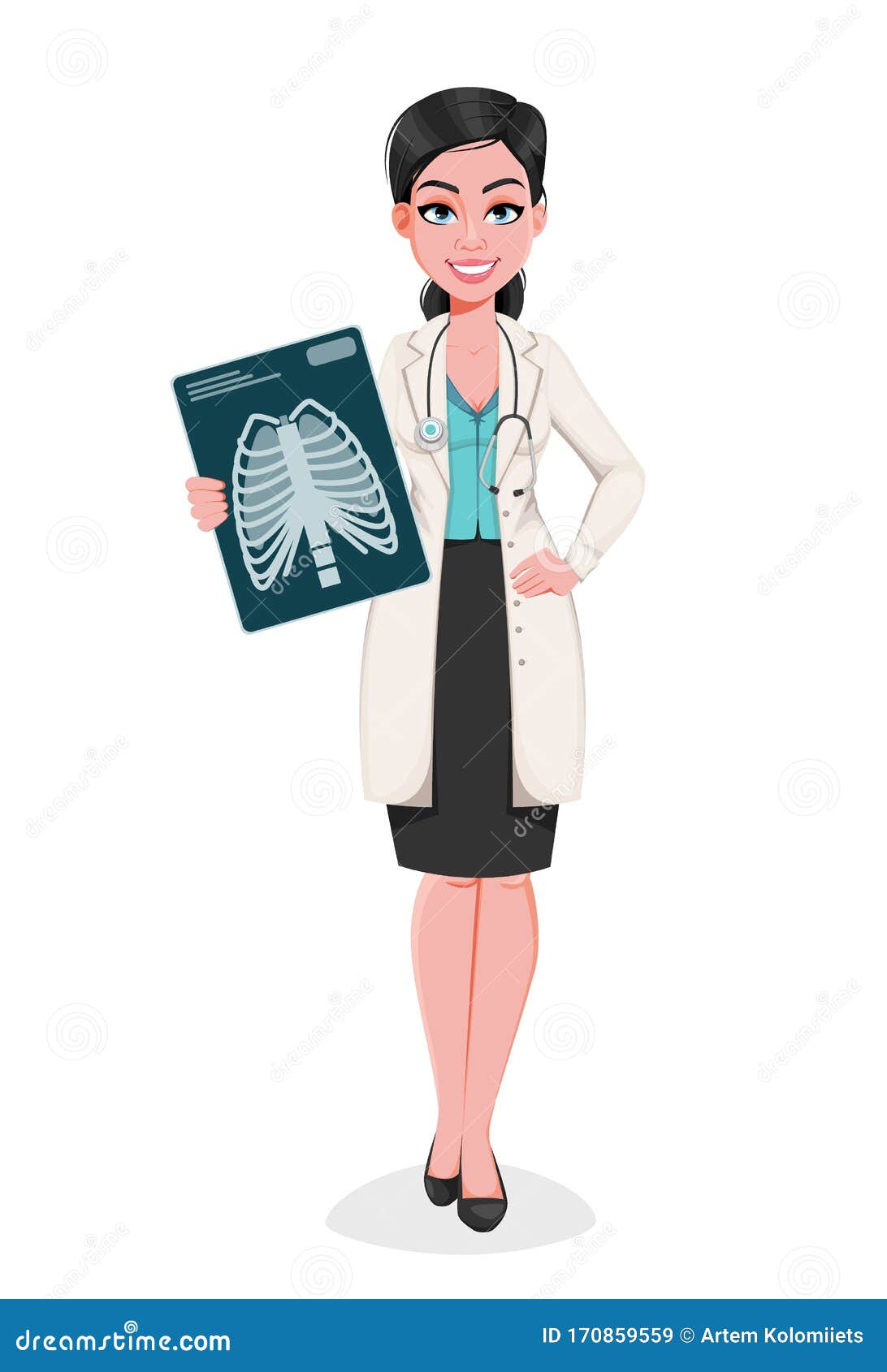 conjunto de personagens de desenhos animados de médica, senhora médica em  poses diferentes, trabalhador médico ou