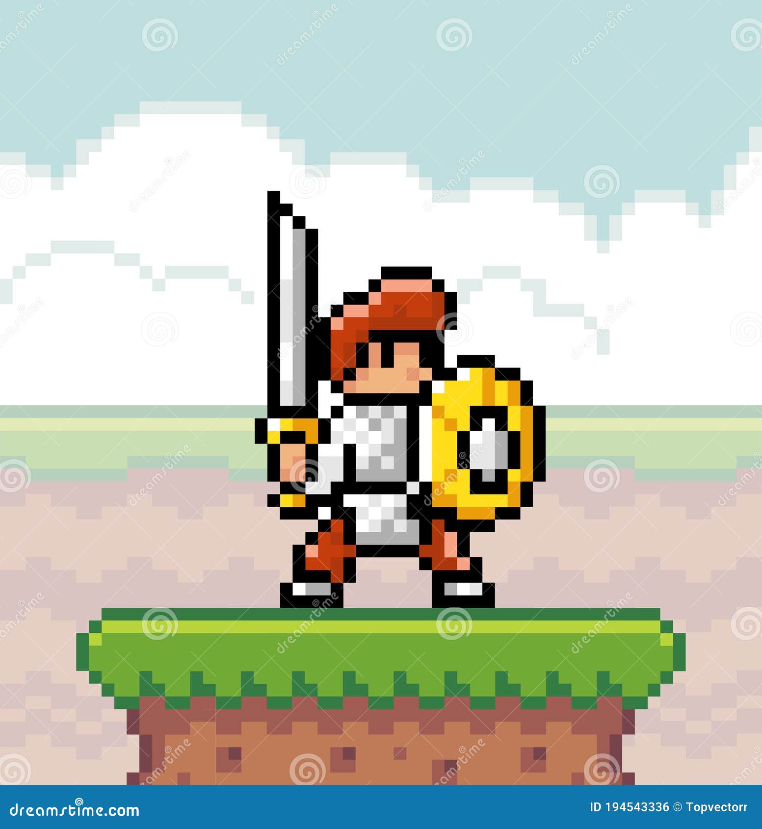 Vetores de Personagem De Cavaleiro De Jogo Pixel Paisagem Natural Pixelada  Com Escudo De Tenção De Guerreiro E Espada e mais imagens de Arte pixel -  iStock