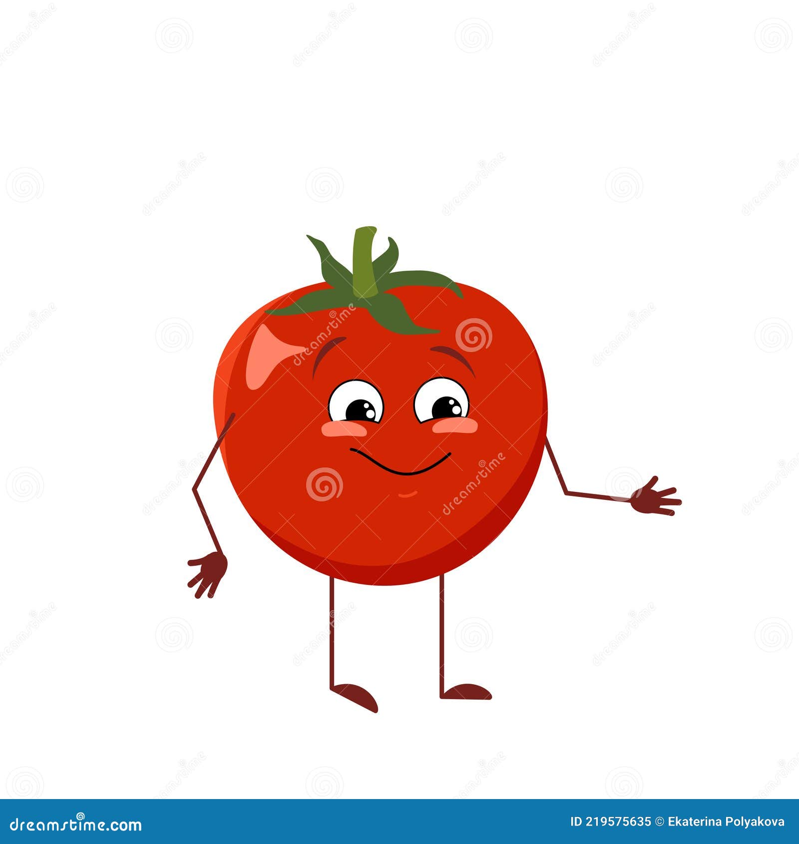 Personagem de desenho animado tomate feliz com rosto e olhos