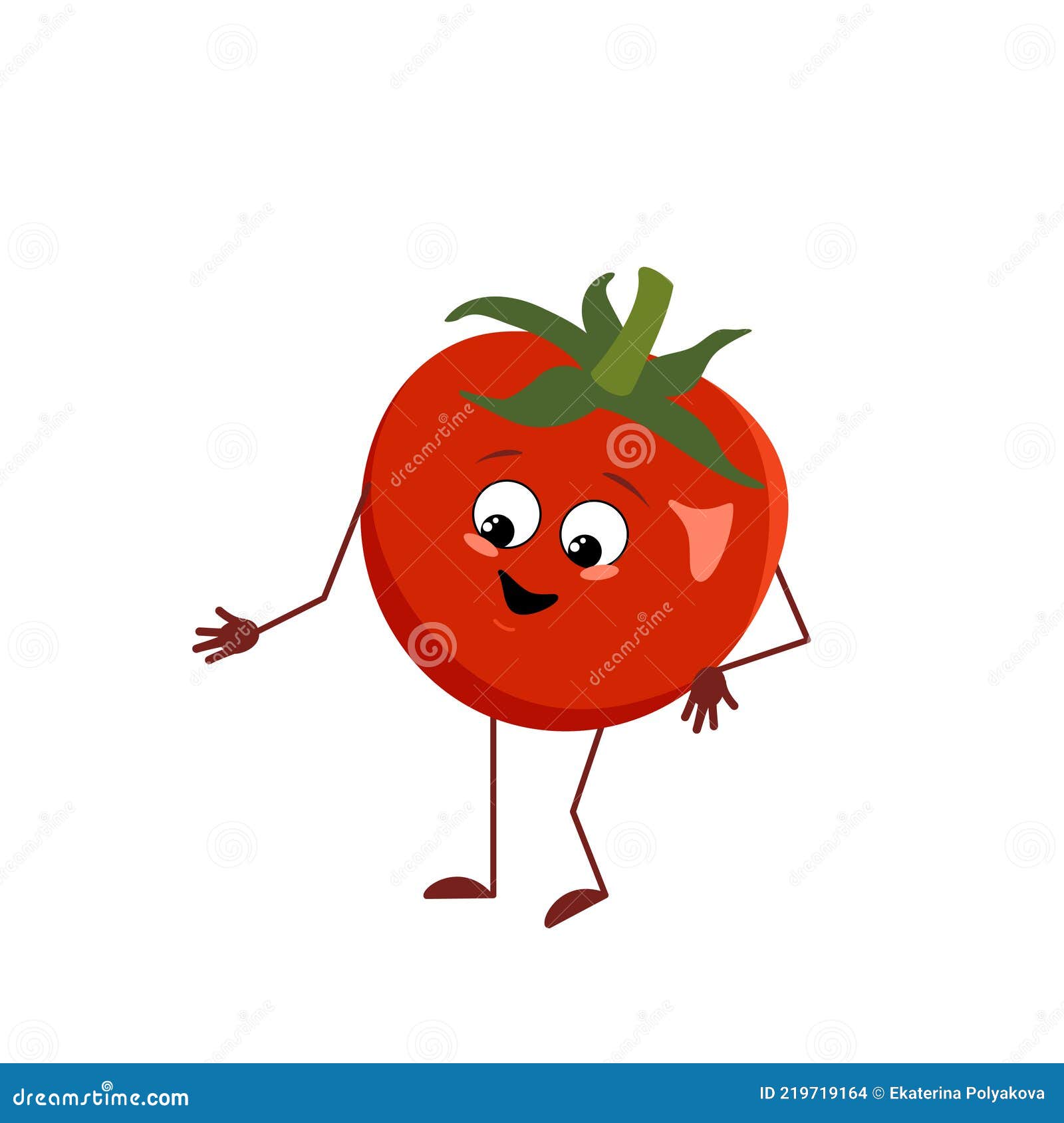 Personagem de desenho animado tomate feliz com rosto e olhos