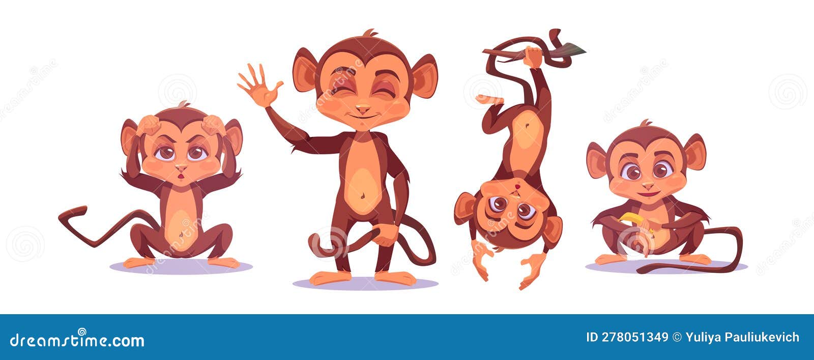Ilustração em vetor de animal fofo de desenho animado de macaco infantil