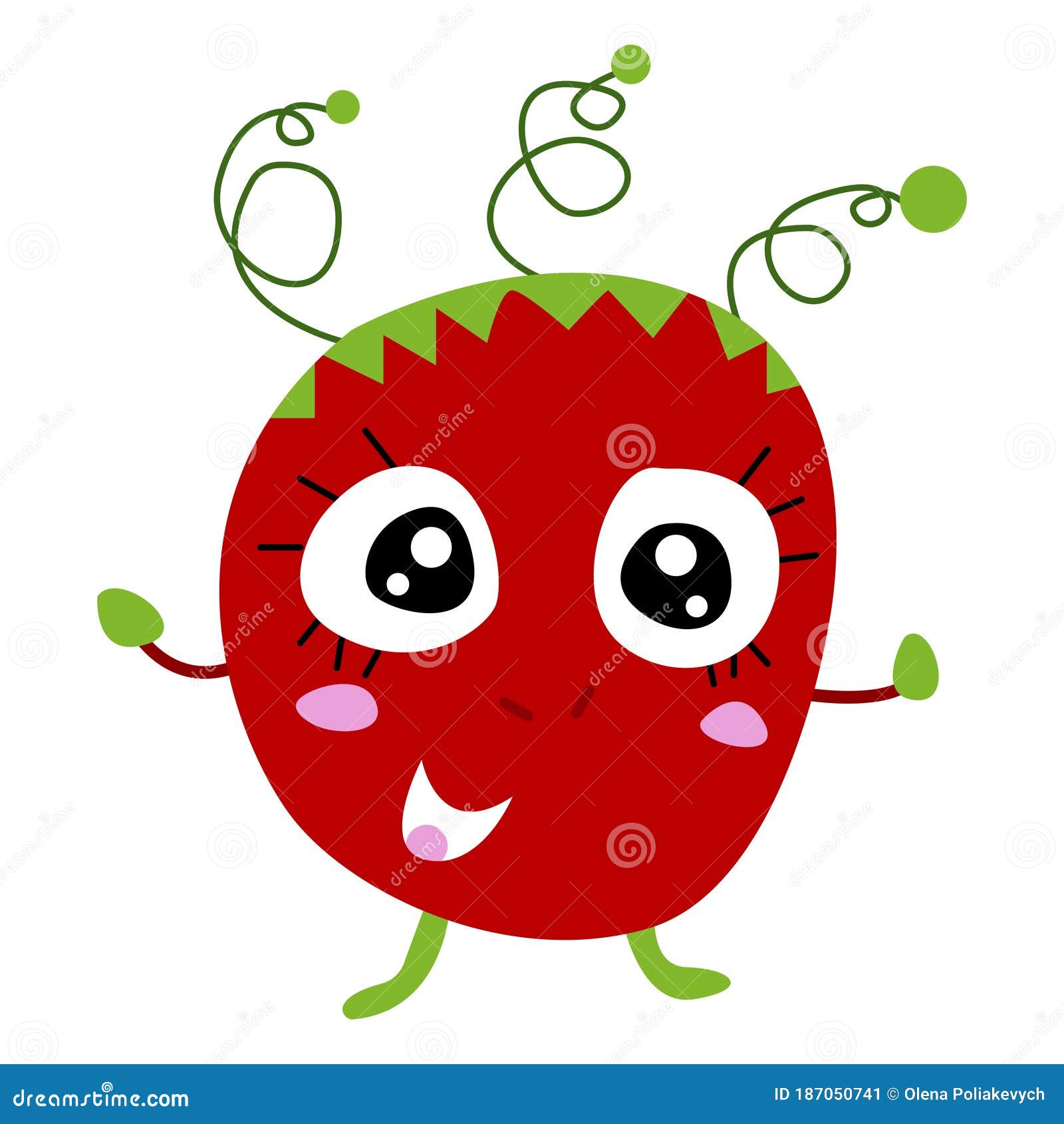 Personagem de desenho animado tomate feliz com rosto e olhos