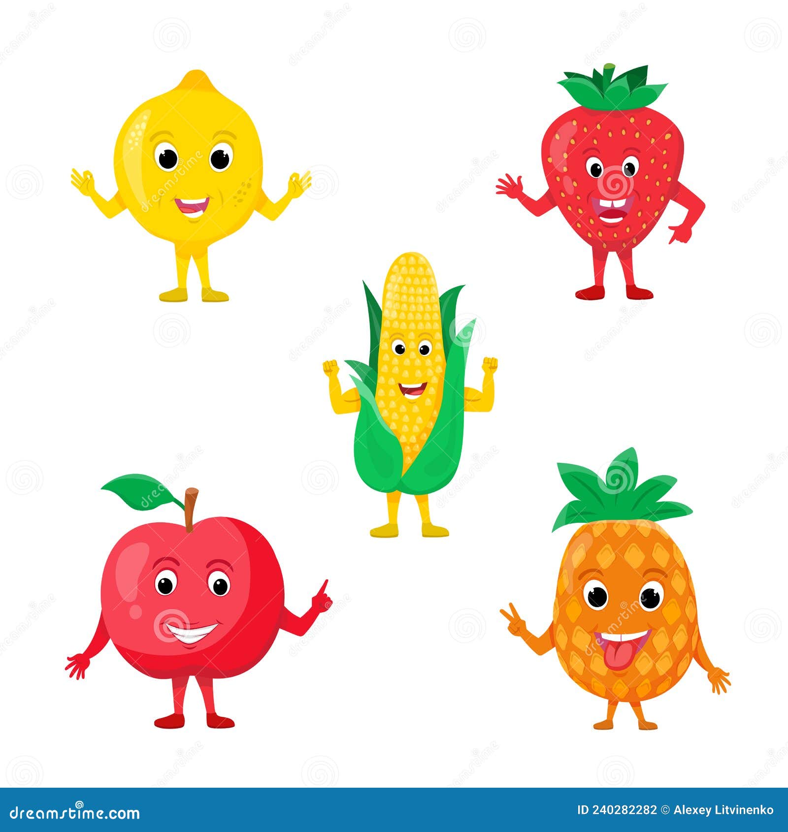 Legumes de desenhos animados coloridos com rostos felizes imagem