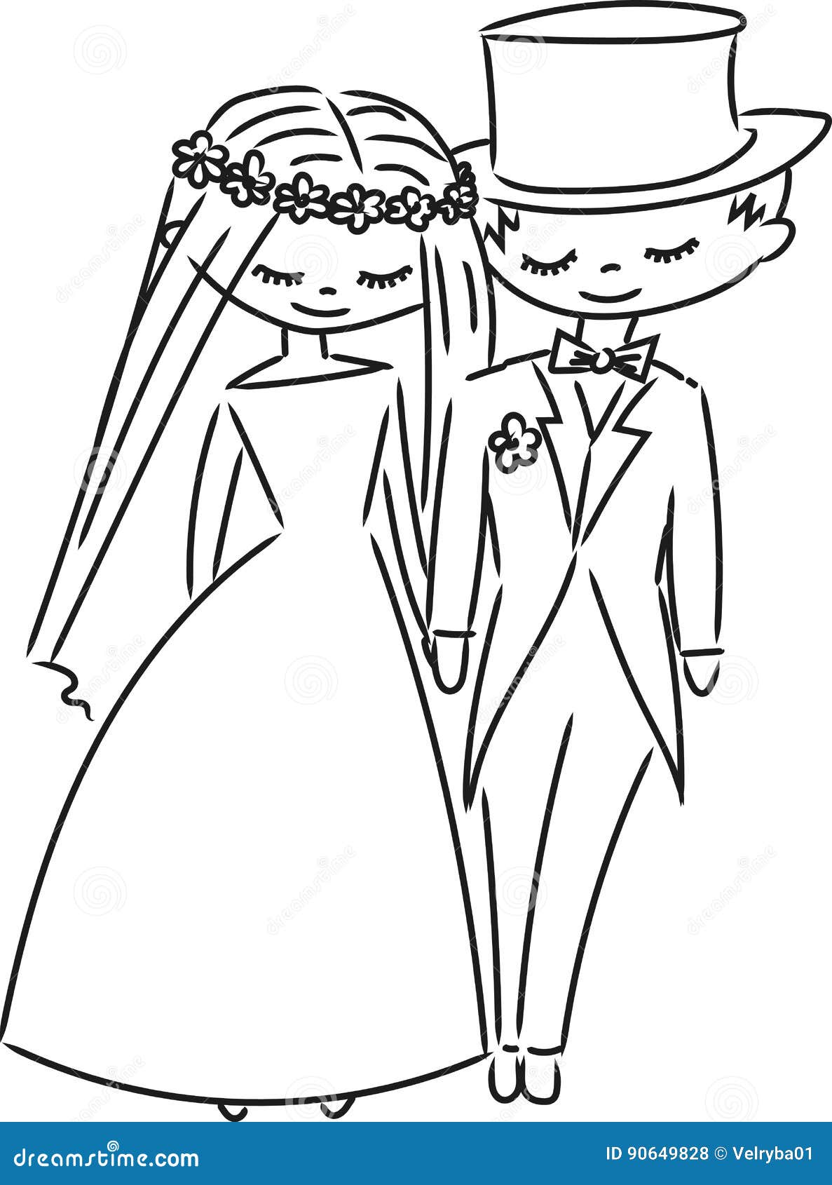 Жених и невеста нарисованные карандашом