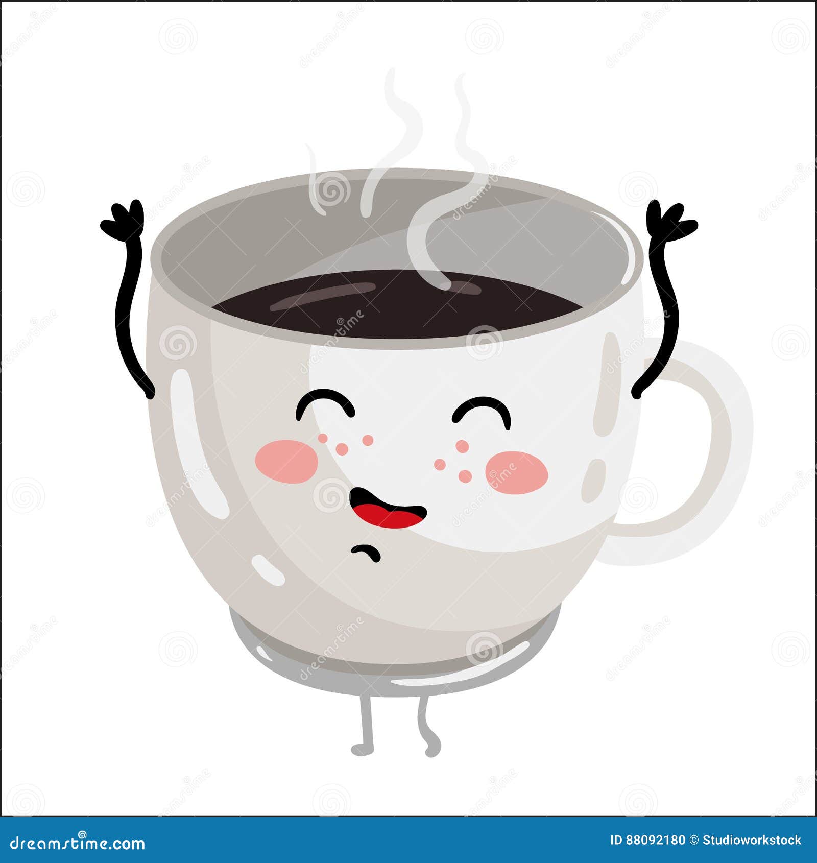 Personaggio Dei Cartoni Animati Isolato Tazza Di Caffe Divertente Illustrazione Vettoriale Illustrazione Di Cartoni Caffe