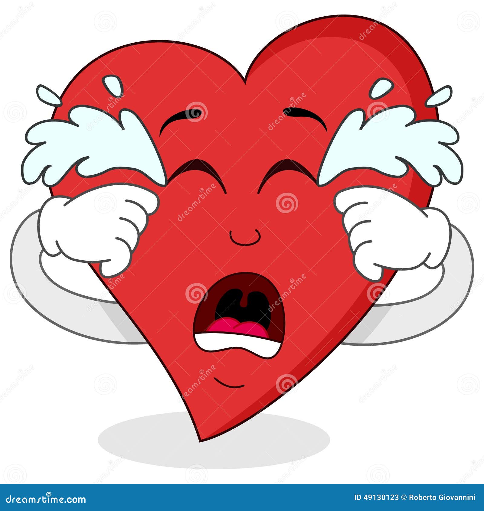 Personaggio Dei Cartoni Animati Rosso Gridante Triste Del Cuore  Illustrazione Vettoriale - Illustrazione di triste, mani: 49130123