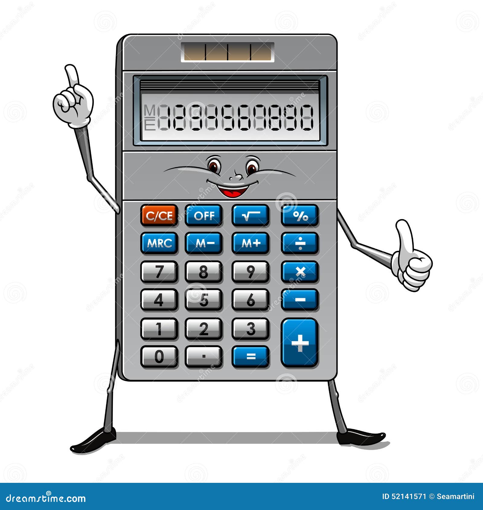 Personaje De Dibujos Animados Accionado Solar De La Calculadora Ilustración  del Vector - Ilustración de arte, gris: 52141571