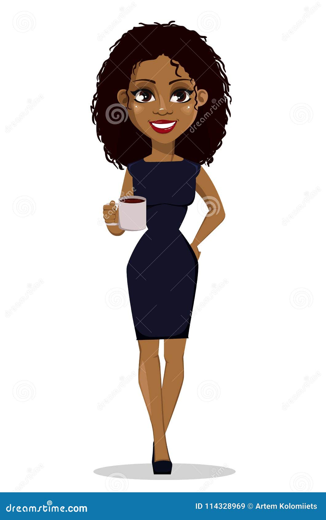 Personaje De Dibujos Animados Afroamericano De La Mujer De Negocios  Empresaria Hermosa Joven En Ropa Casual Elegante Ilustración del Vector -  Ilustración de plano, africano: 114328969