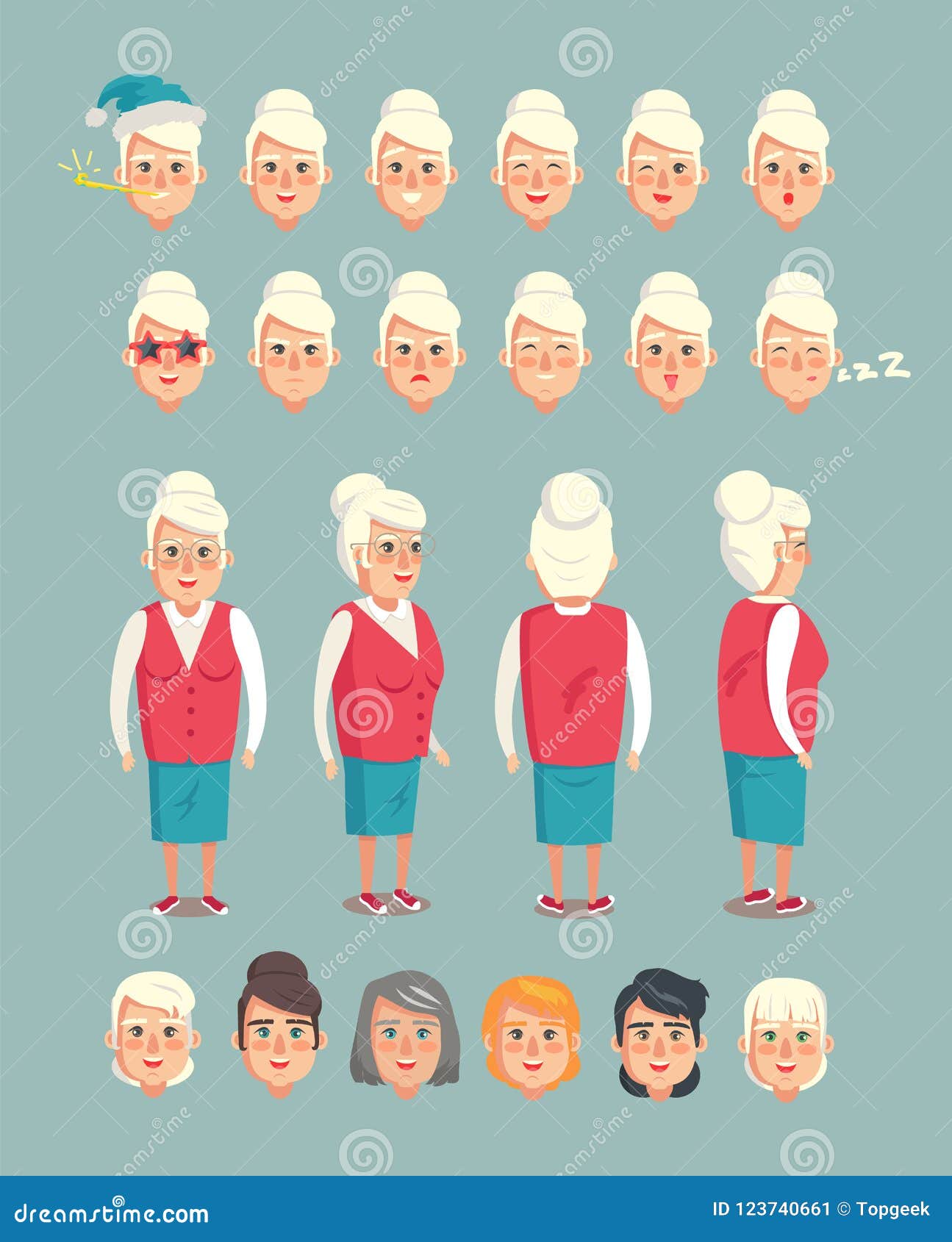 Personaje De Dibujos Animados Animado Del Constructor De La Abuela  Ilustración del Vector - Ilustración de peinado, lindo: 123740661