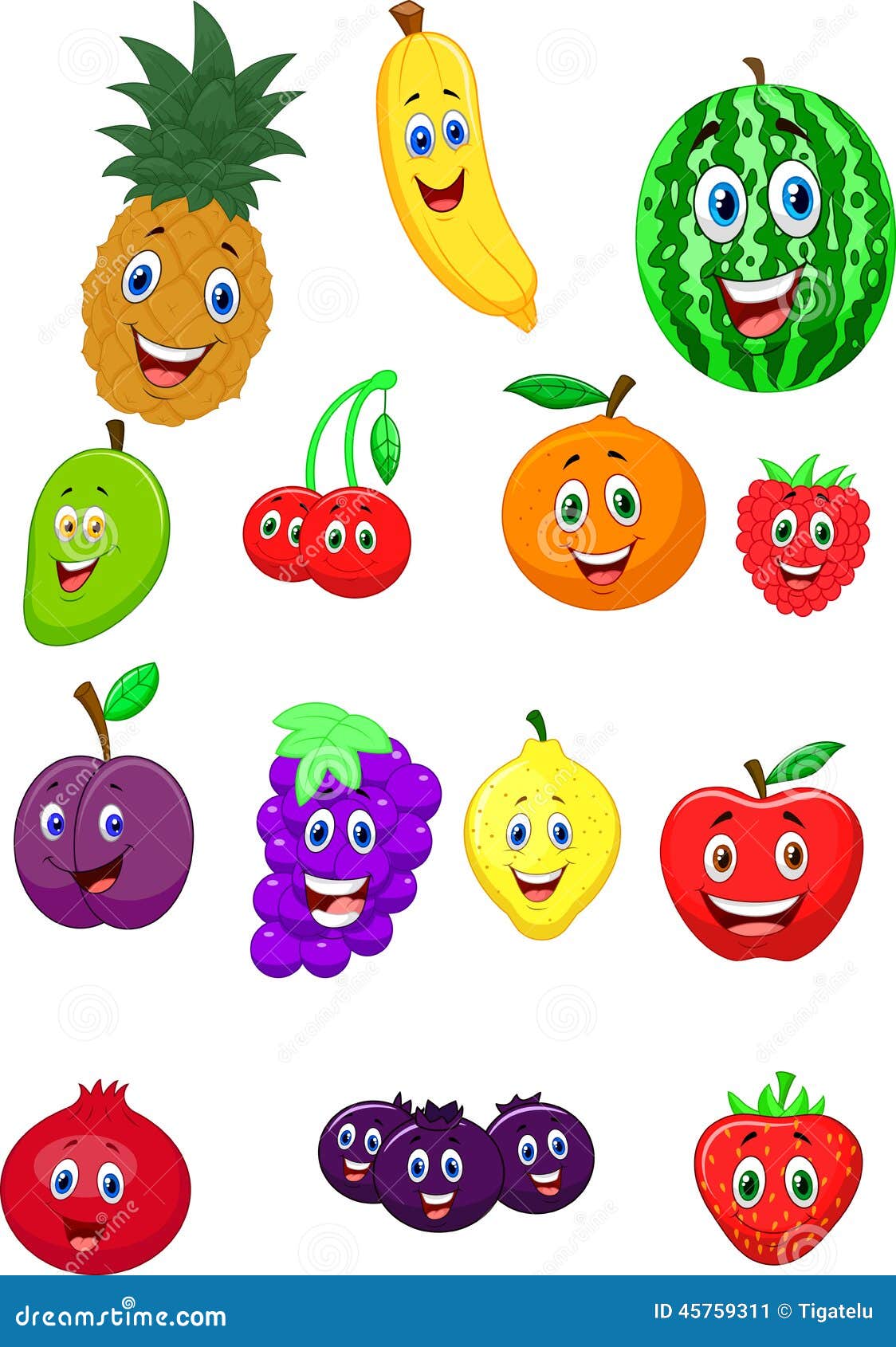 Personaje De Dibujos Animados De La Fruta Ilustración del Vector -  Ilustración de cereza, lindo: 45759311