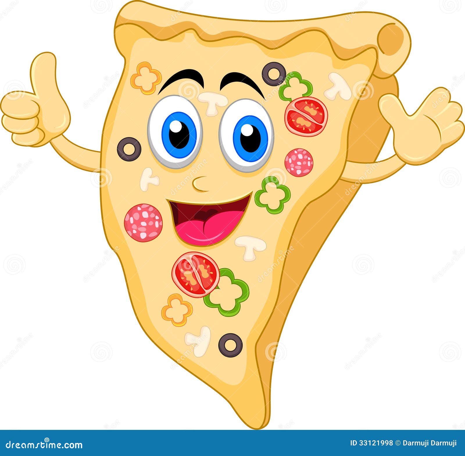 Personaje De Dibujos Animados De La Pizza Ilustración del Vector -  Ilustración de italiano, feliz: 33121998