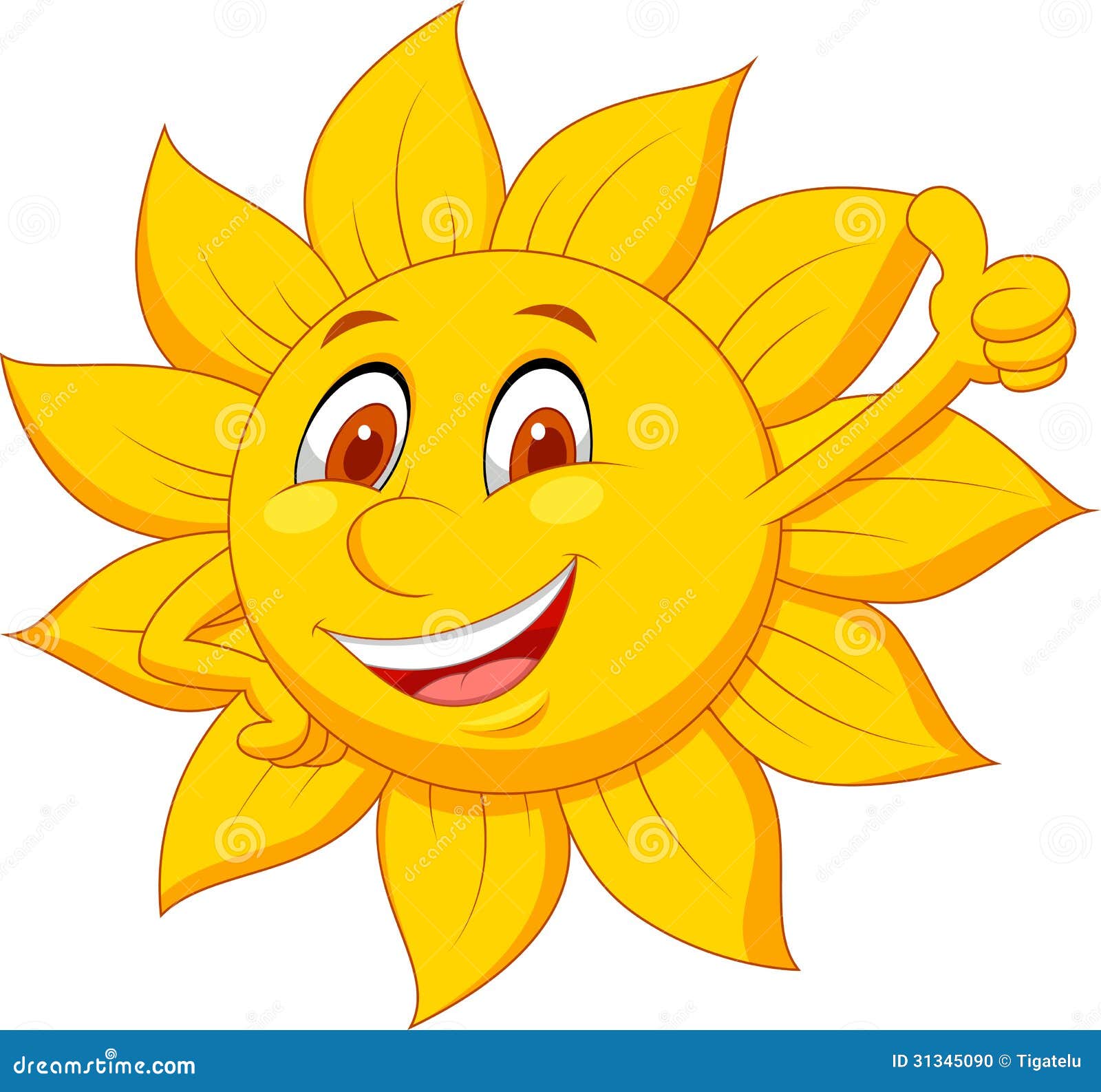 Personaje De Dibujos Animados De Sun Con El Pulgar Para Arriba Ilustración  del Vector - Ilustración de sonriente, arte: 31345090