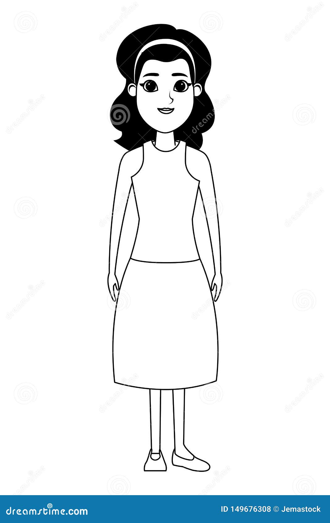 Personaje De Dibujos Animados Del Avatar De La Mujer Joven Blanco Y Negro  Ilustración del Vector - Ilustración de historieta, hembra: 149676308