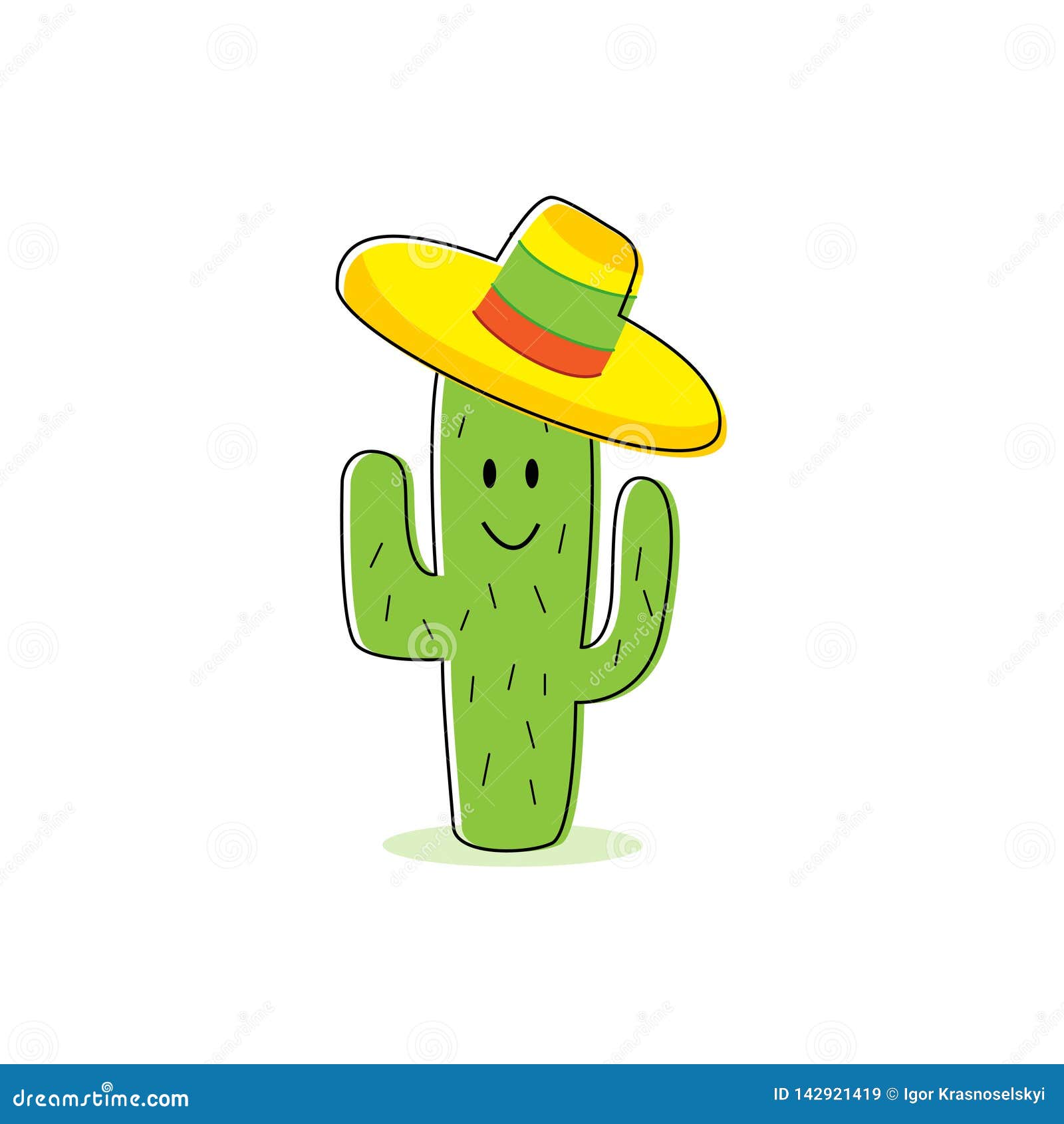 Personaje De Dibujos Animados Del Cactus Cactus Aislado Con La Cara Feliz Y  El Sombrero Mexicano Colorido Ilustración del Vector - Ilustración de  desierto, cacto: 142921419