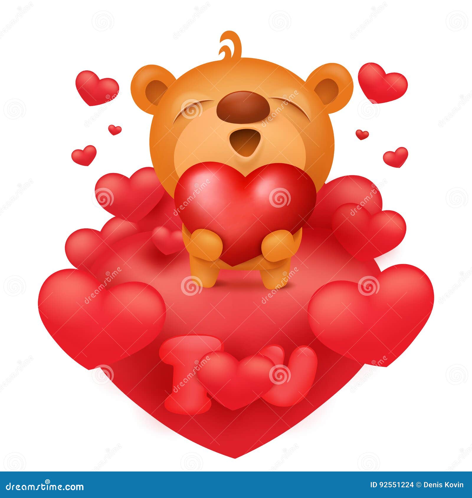 Personaje De Dibujos Animados Del Emoticon Del Oso De Peluche Con Los  Corazones Rojos Stock de ilustración - Ilustración de regalo, emoticono:  92551224