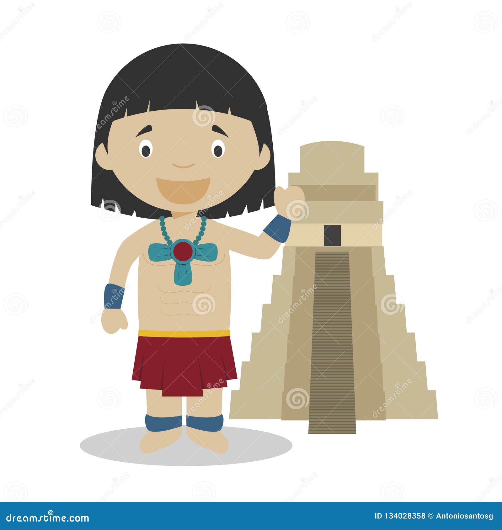 Personaje De Dibujos Animados Del Maya Con Un Templo Sagrado Típico  Ilustración Del Vector Ilustración del Vector - Ilustración de feliz,  cultura: 134028358