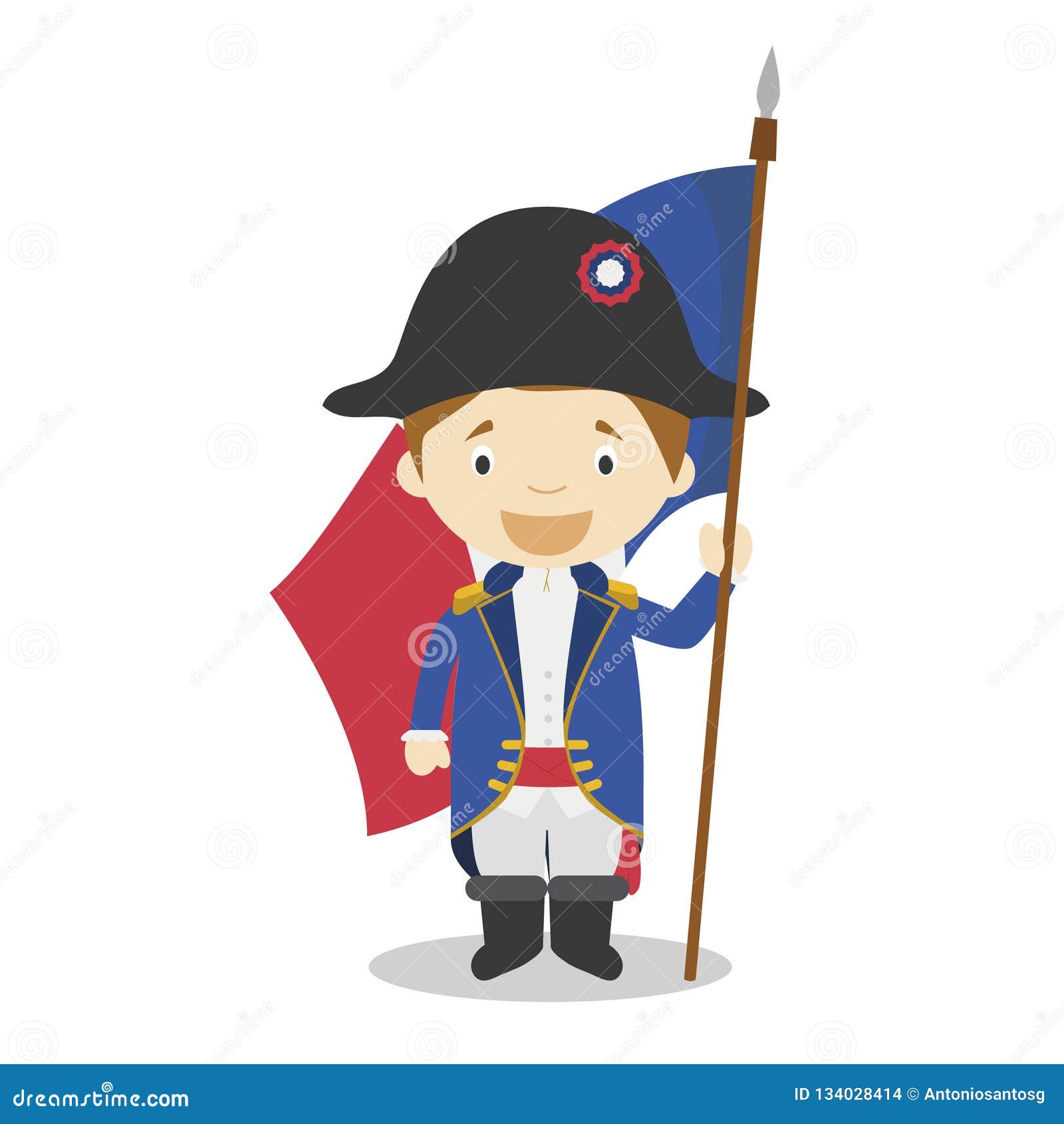 Personaje De Dibujos Animados Del Soldado De La Revolución Francesa  Ilustración Del Vector Ilustración del Vector - Ilustración de indicador,  europa: 134028414