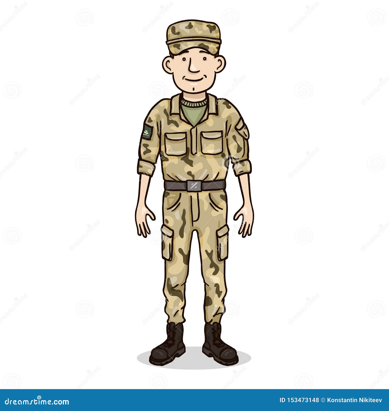 Personaje De Dibujos Animados Del Vector Hombre Joven En Uniforme