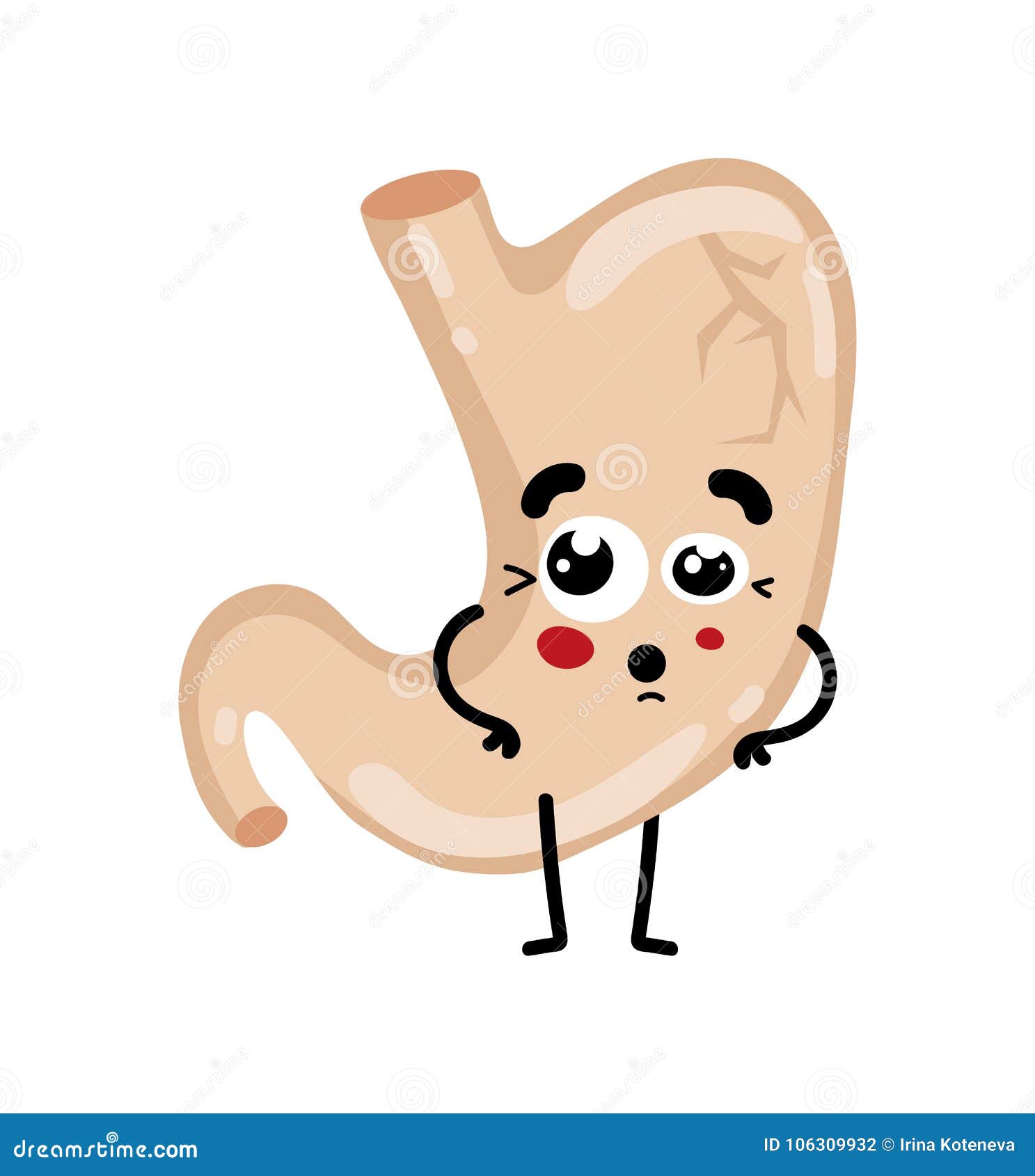 Personaje De Dibujos Animados Enfermo Humano Del Estómago Ilustración del  Vector - Ilustración de divertido, vector: 106309932