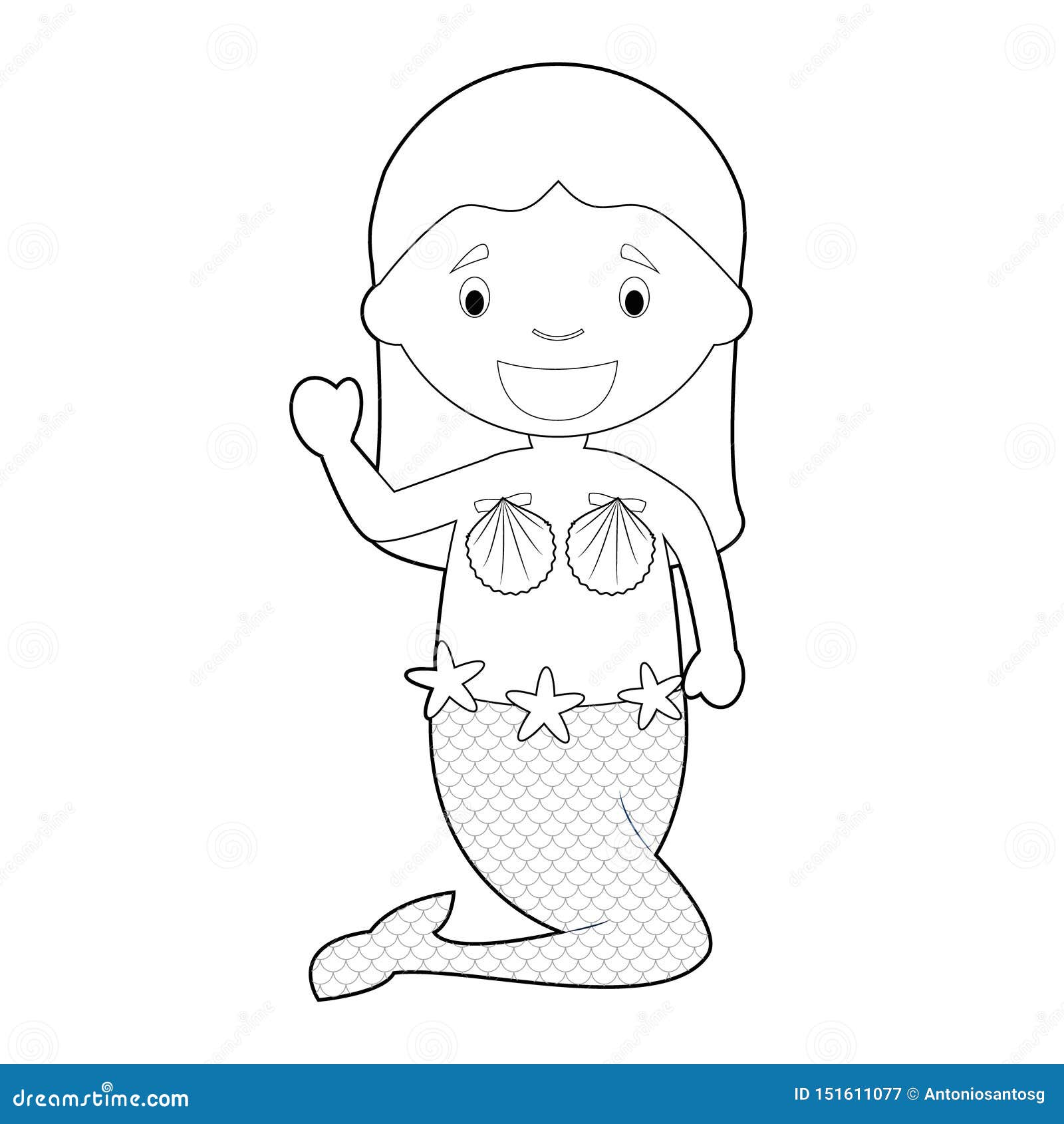 Personaje De Dibujos Animados Fácil De La Niña Que Colorea Vestido Como  Sirena Ilustraci?n Del Vector Ilustración del Vector - Ilustración de  alineada, gente: 151611077