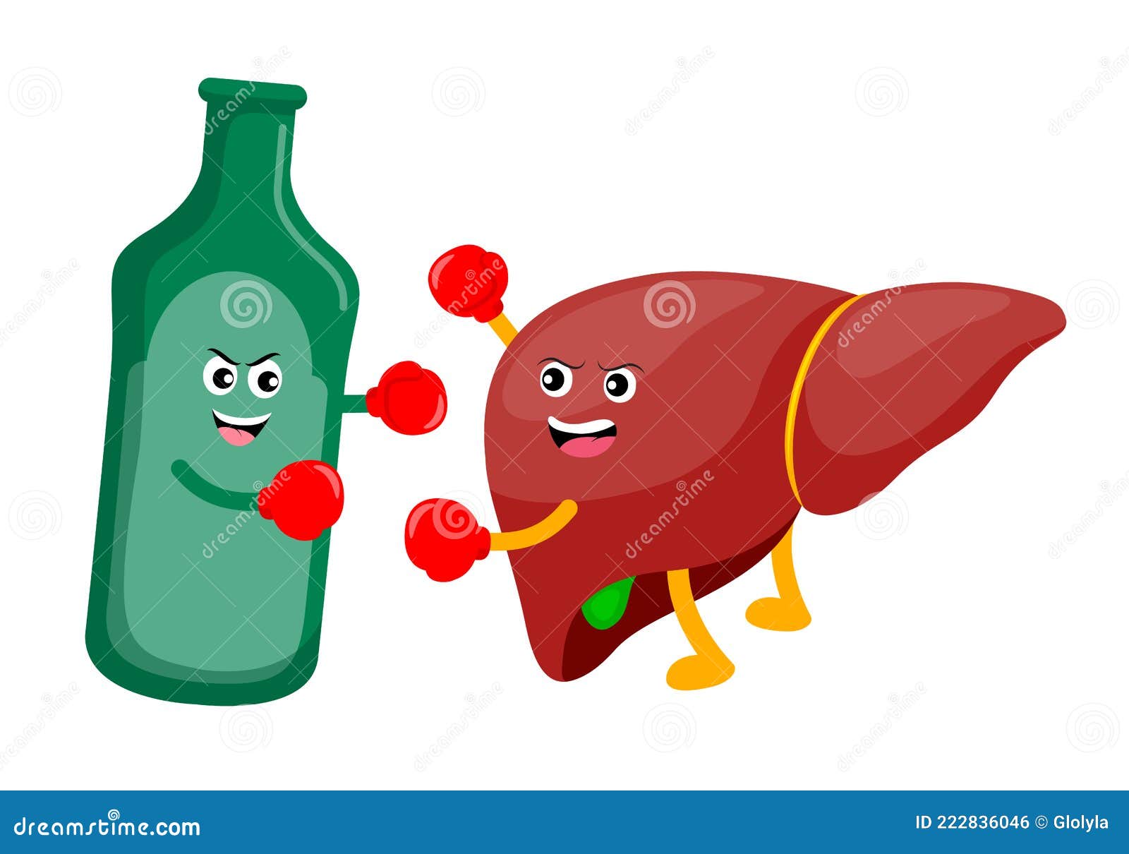 Personaje De Dibujos Animados De Hígado Humano Luchando Con Alcohol.  Ilustración del Vector - Ilustración de riesgo, divertido: 222836046