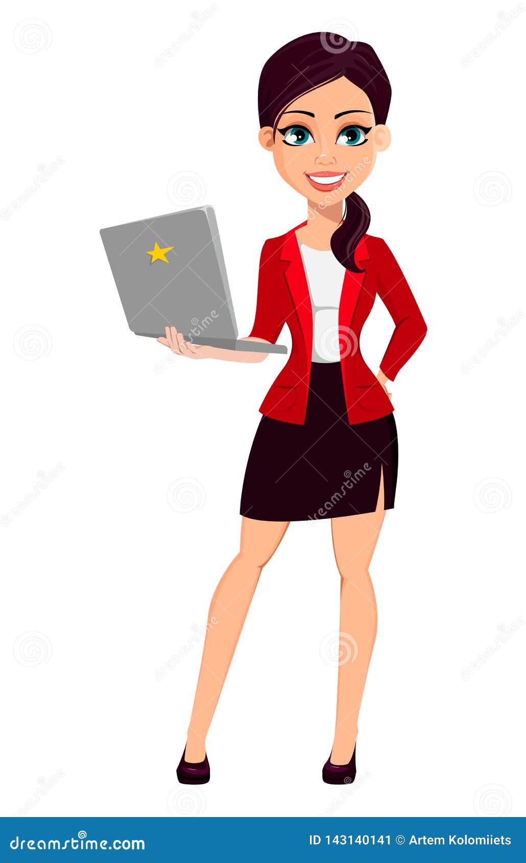 Personaje De Dibujos Animados De La Empresaria Mujer Hermosa Ilustración  del Vector - Ilustración de plano, independiente: 143140141