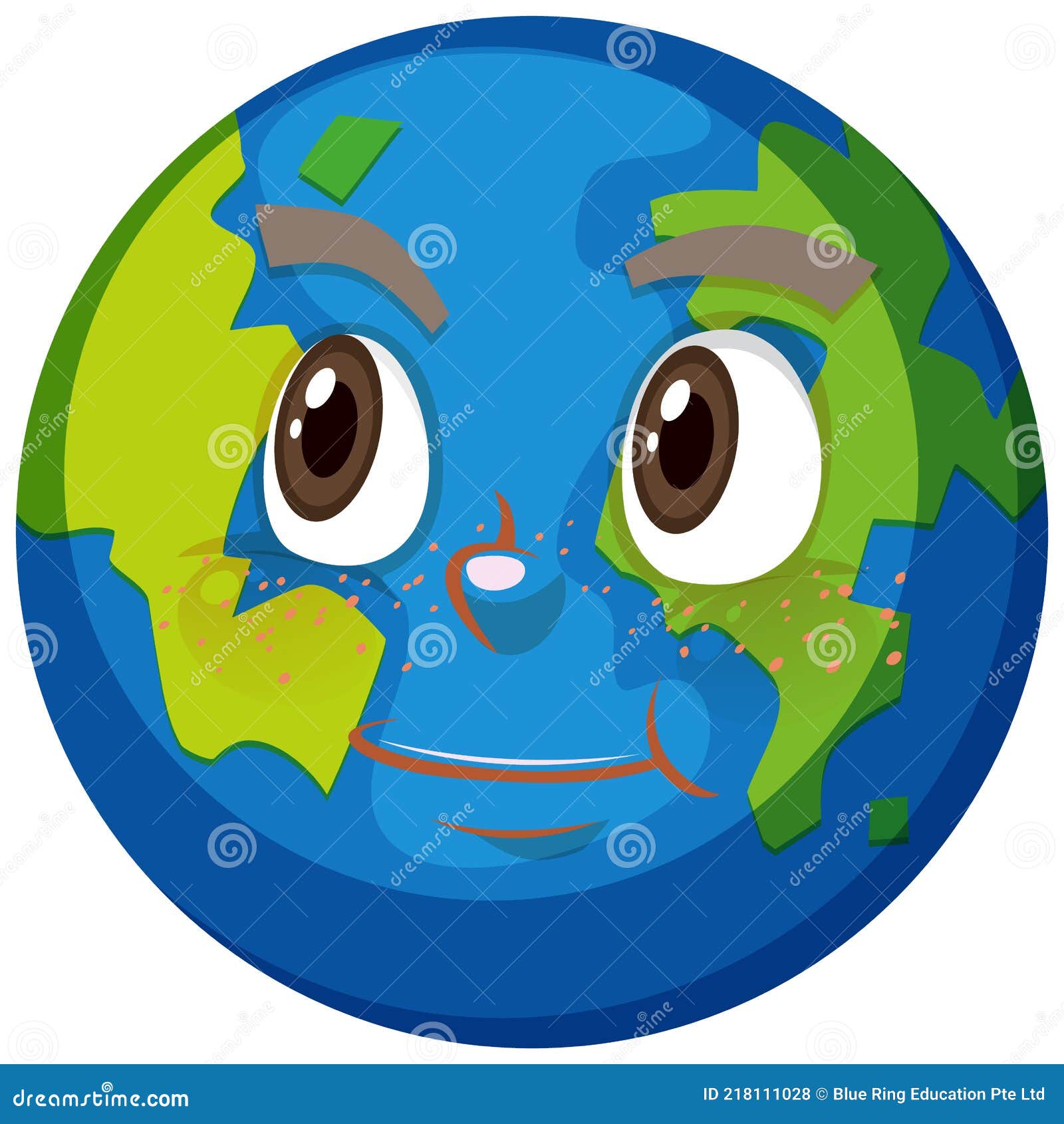 Personaje De Dibujos Animados De La Tierra Con La Expresión De La Cara Feliz  Sobre Fondo Blanco Ilustración del Vector - Ilustración de arte, tierra:  218111028