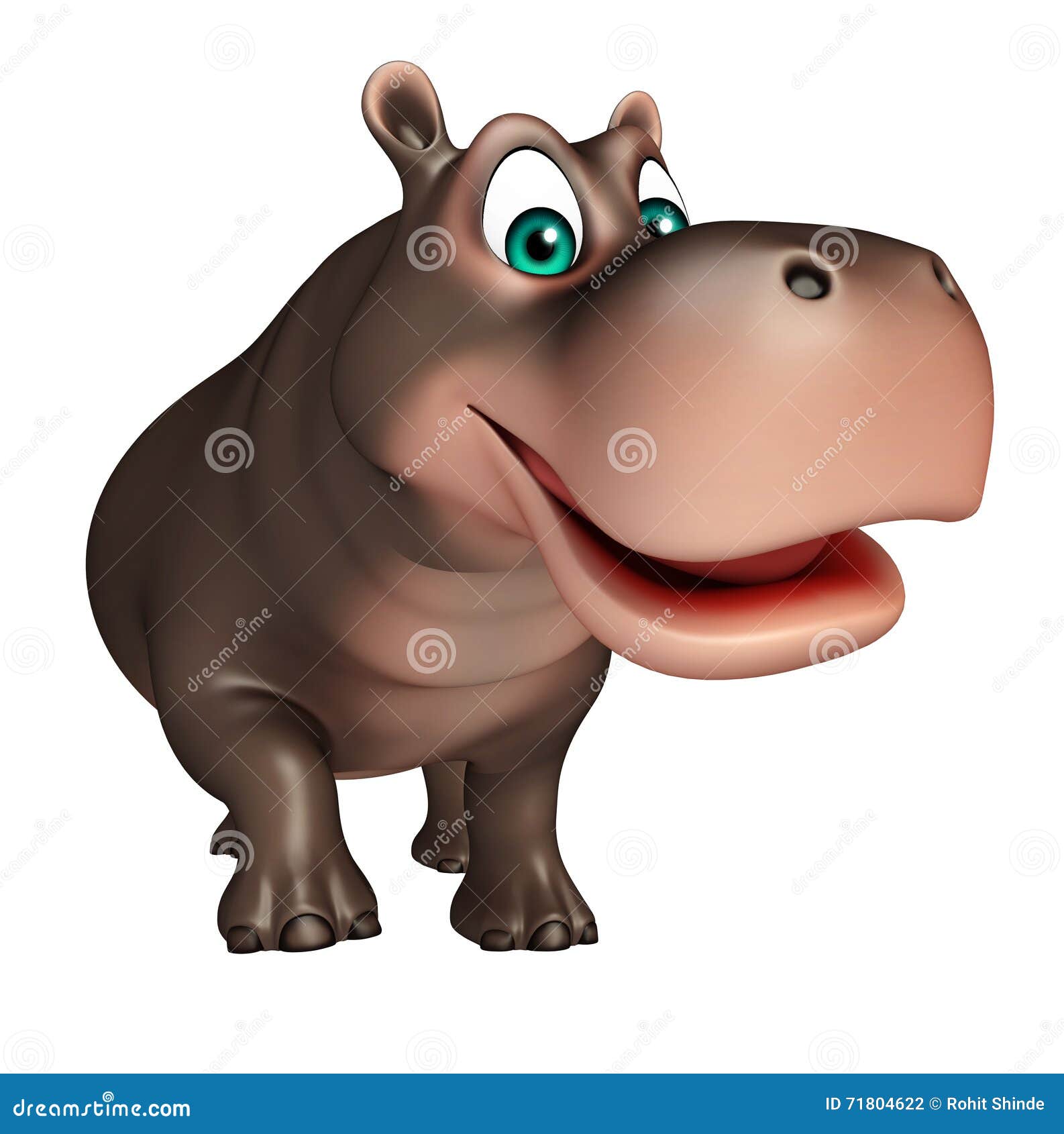 Personaje De Dibujos Animados Lindo Del Hipopótamo Que Camina Stock de  ilustración - Ilustración de cubo, lindo: 71804622