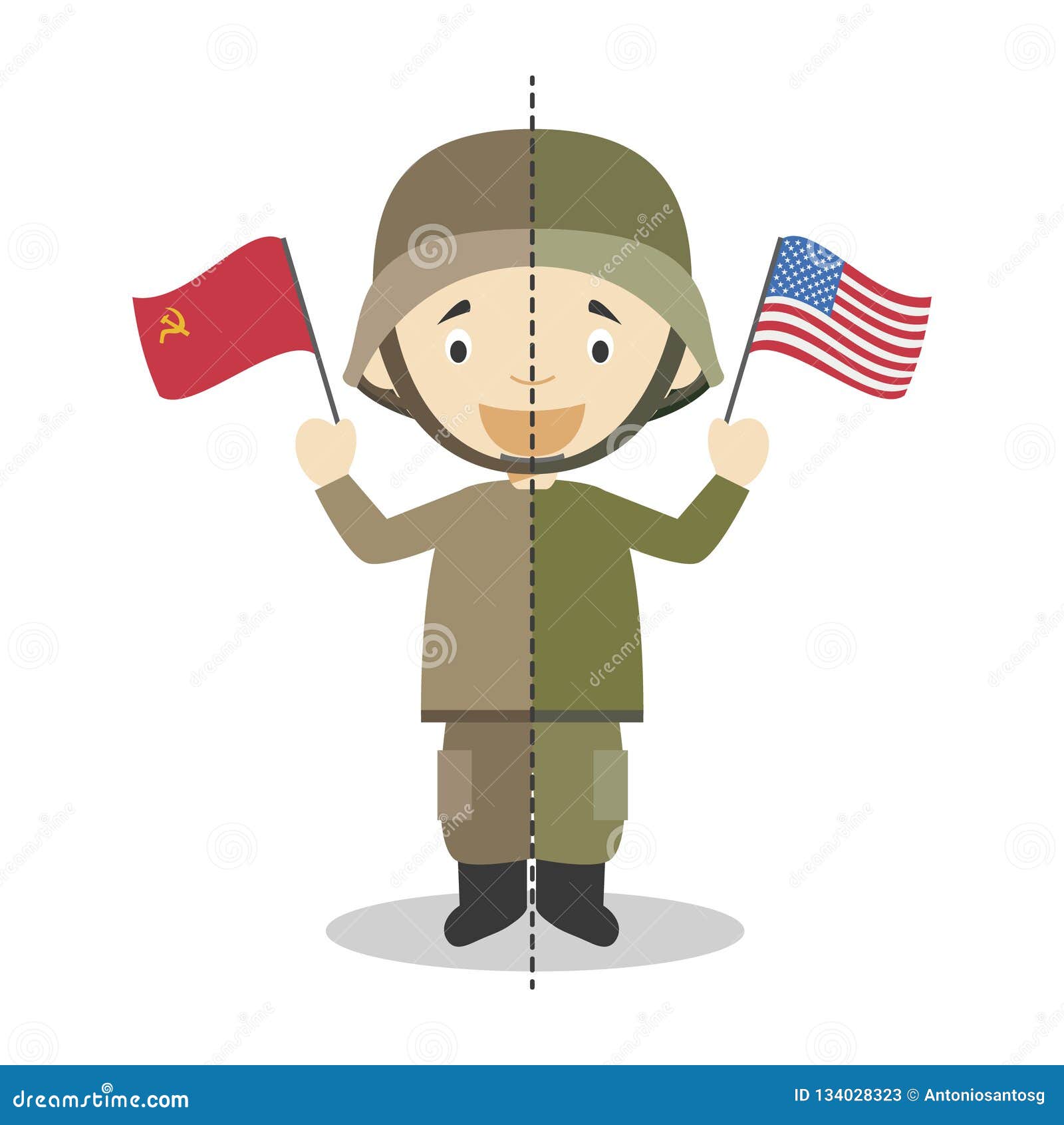 Personaje De Dibujos Animados De Los Soldados De La Guerra Fría Ilustración  Del Vector Ilustración del Vector - Ilustración de blanco, vector: 134028323