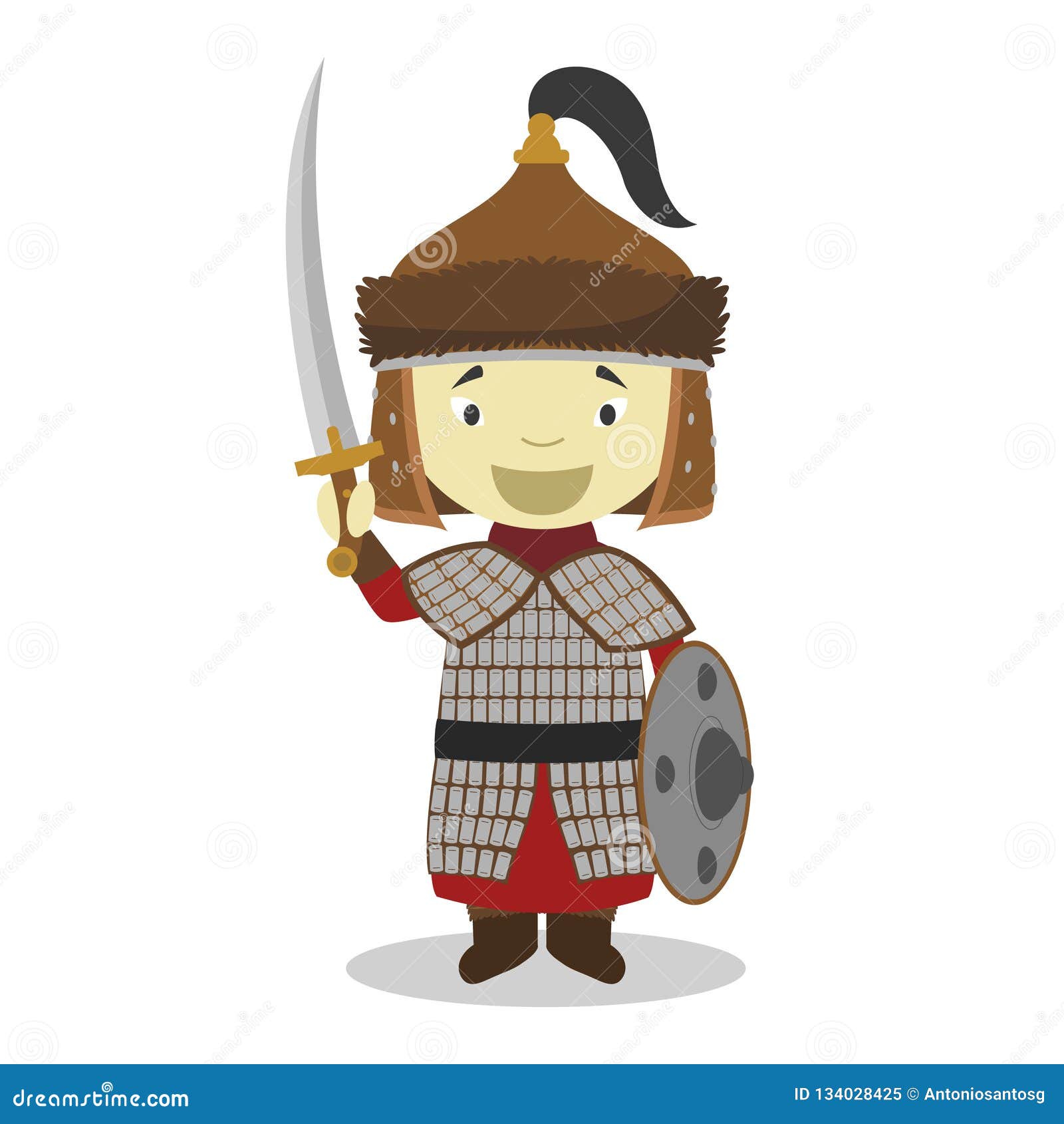 Personaje De Dibujos Animados Mongol Del Guerrero Ilustración Del Vector  Ilustración del Vector - Ilustración de feliz, tradicional: 134028425