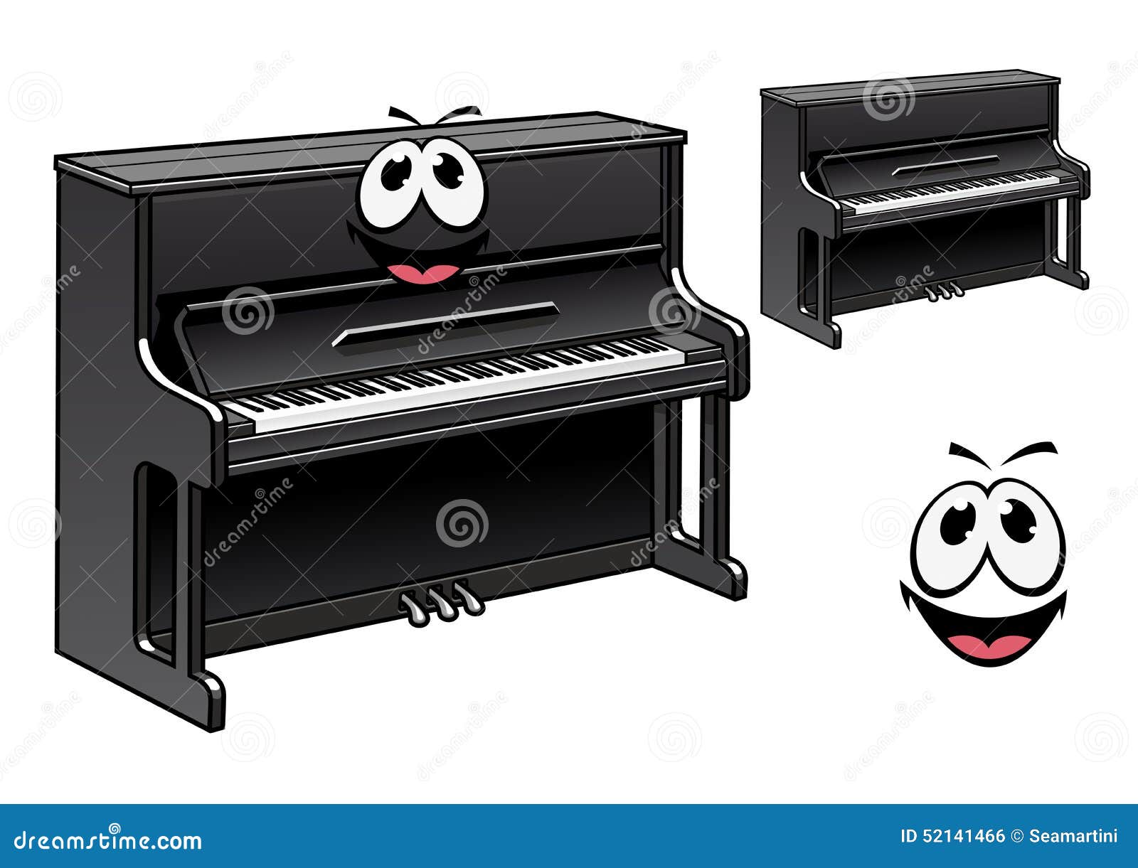 Personaje De Dibujos Animados Negro Lindo Del Piano Ilustración del Vector  - Ilustración de negro, ébano: 52141466