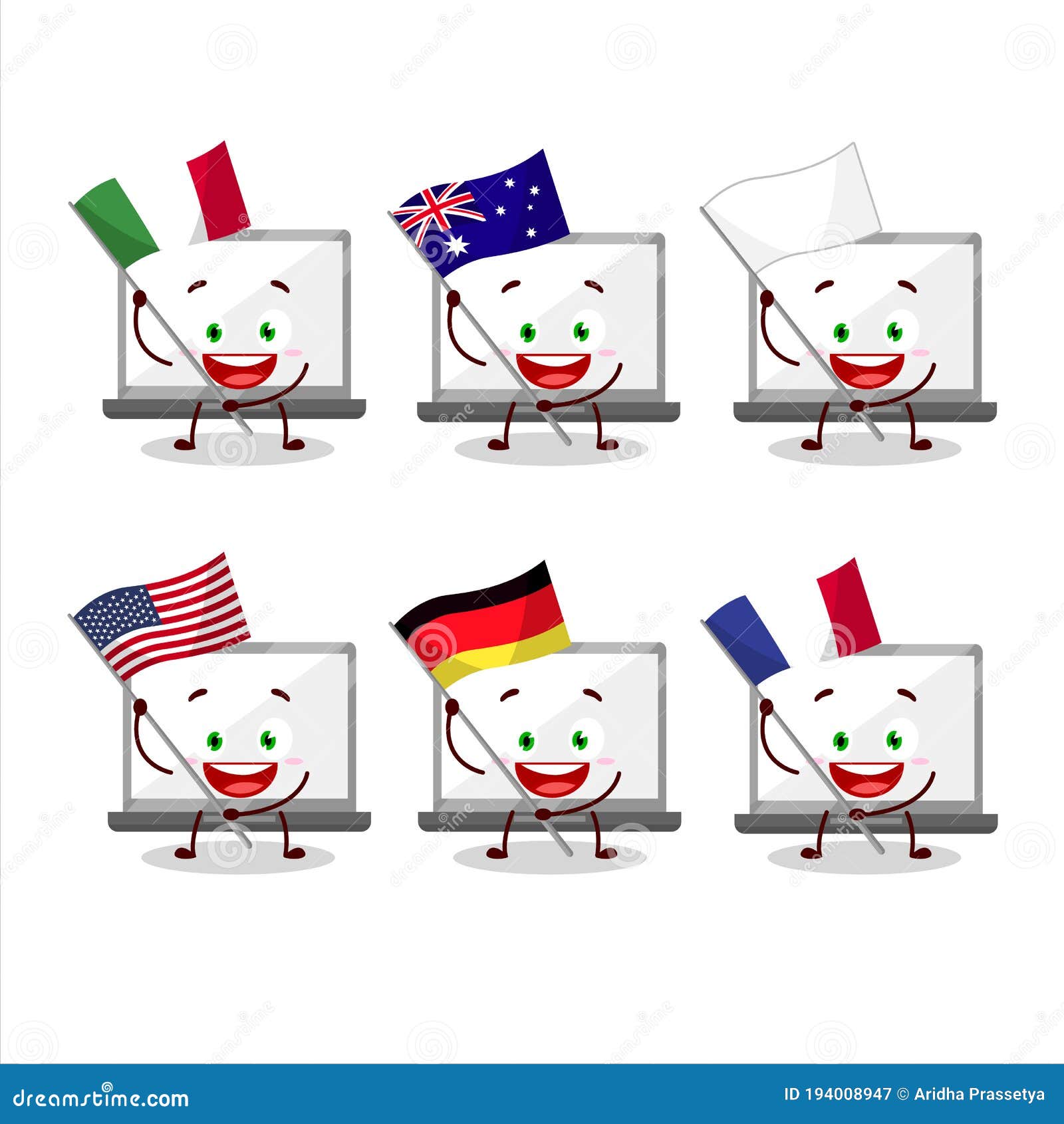 Personaje De Dibujos Animados Para Portátiles Lleva Las Banderas De Varios Países Ilustración del Vector - Ilustración de feliz, mascota: 194008947 Personaje De Dibujos Animados Para Portátiles Lleva Las Banderas De Varios Países Ilustración del Vector - Ilustración de feliz, mascota: 194008947