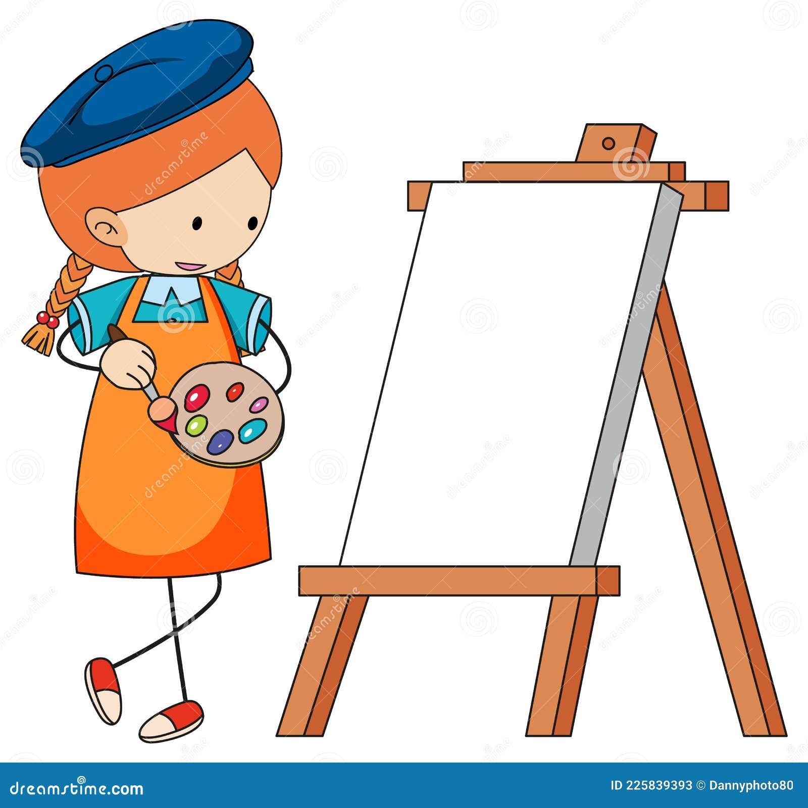 Personaje De Dibujos Animados De Pequeños Artistas Con Tablero En Blanco  Aislado Ilustración del Vector - Ilustración de color, poco: 225839393