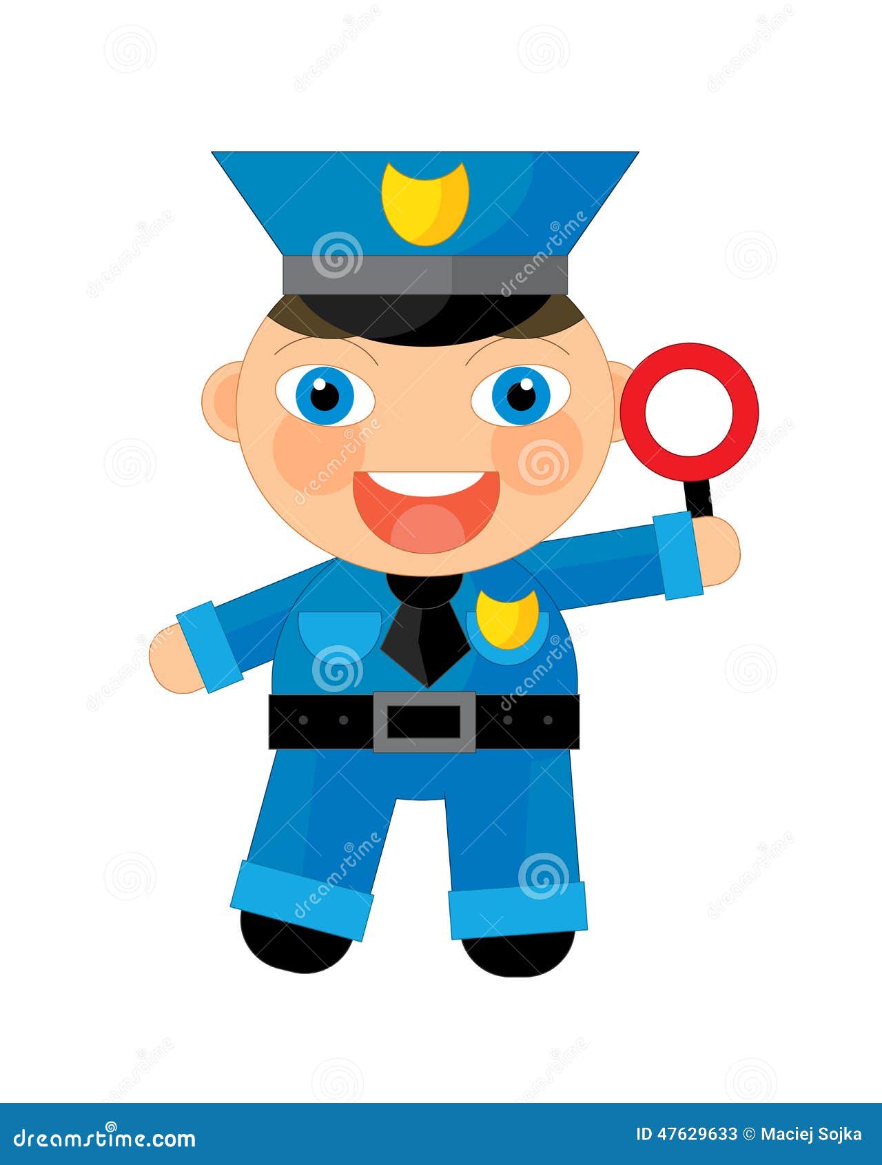 Personaje De Dibujos Animados - Policía Stock de ilustración - Ilustración  de guardia, cabrito: 47629633